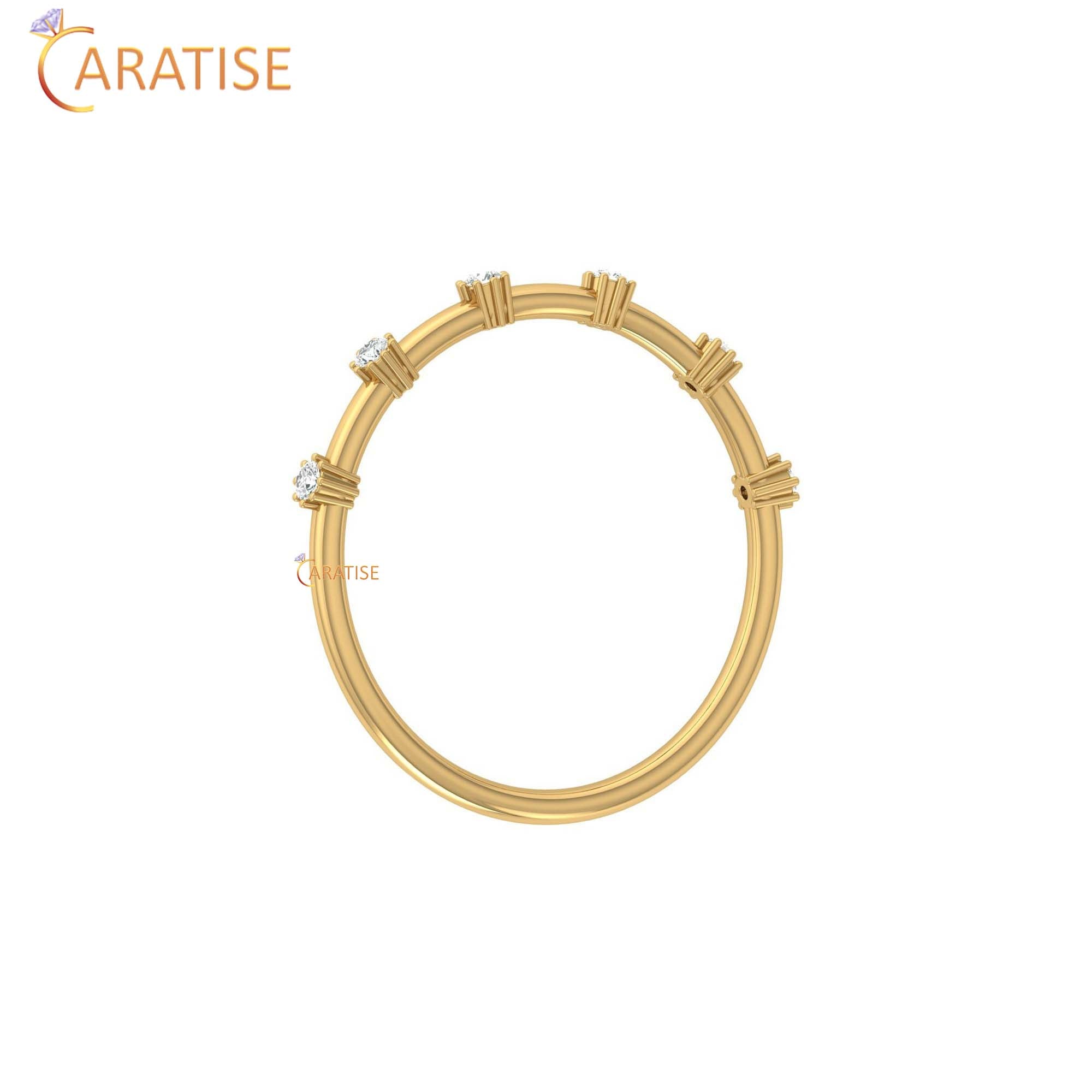 0.08 TDW Round Cut Women's Minimalist Diamond Ring