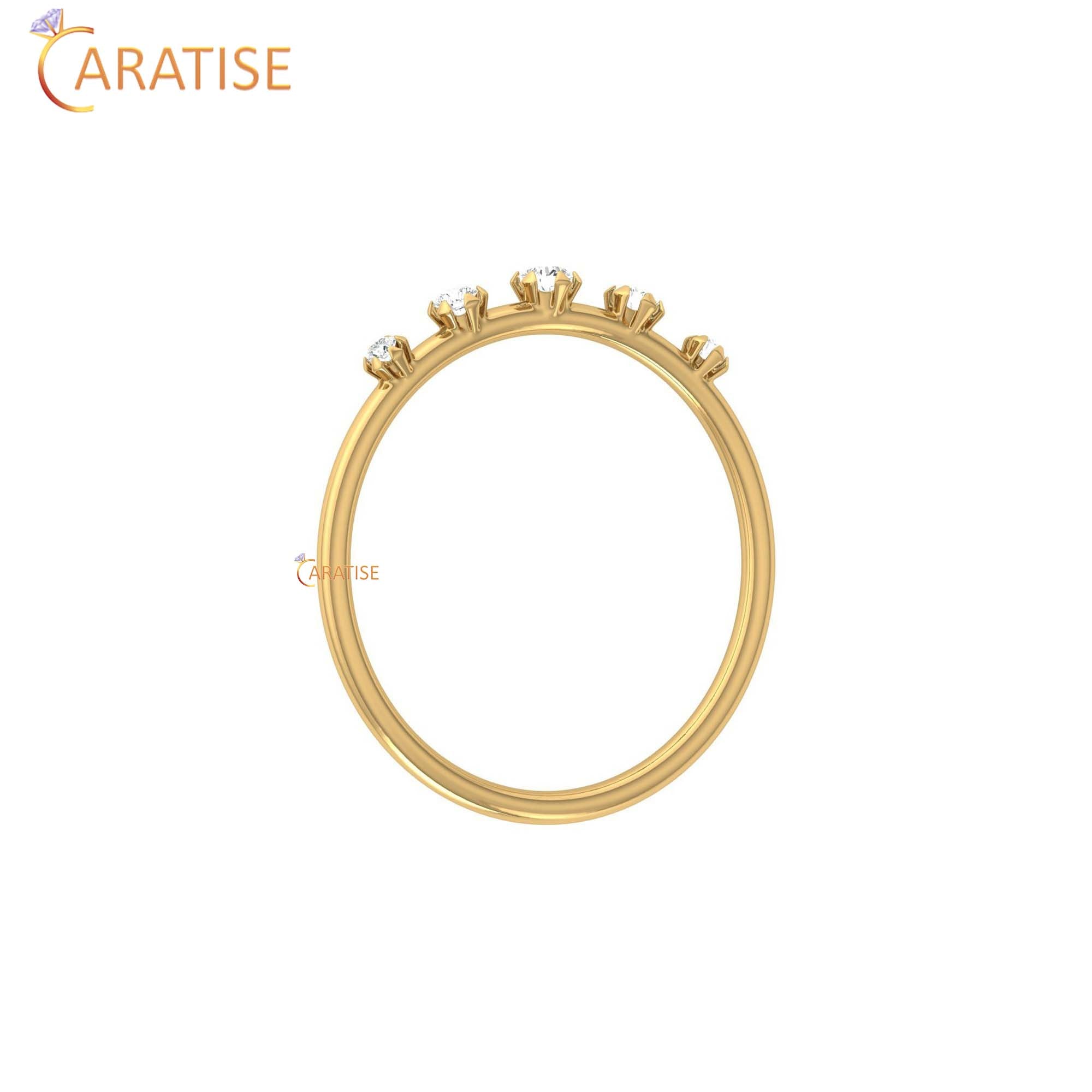 0.083 TDW Round Cut Women's Minimalist Diamond Ring