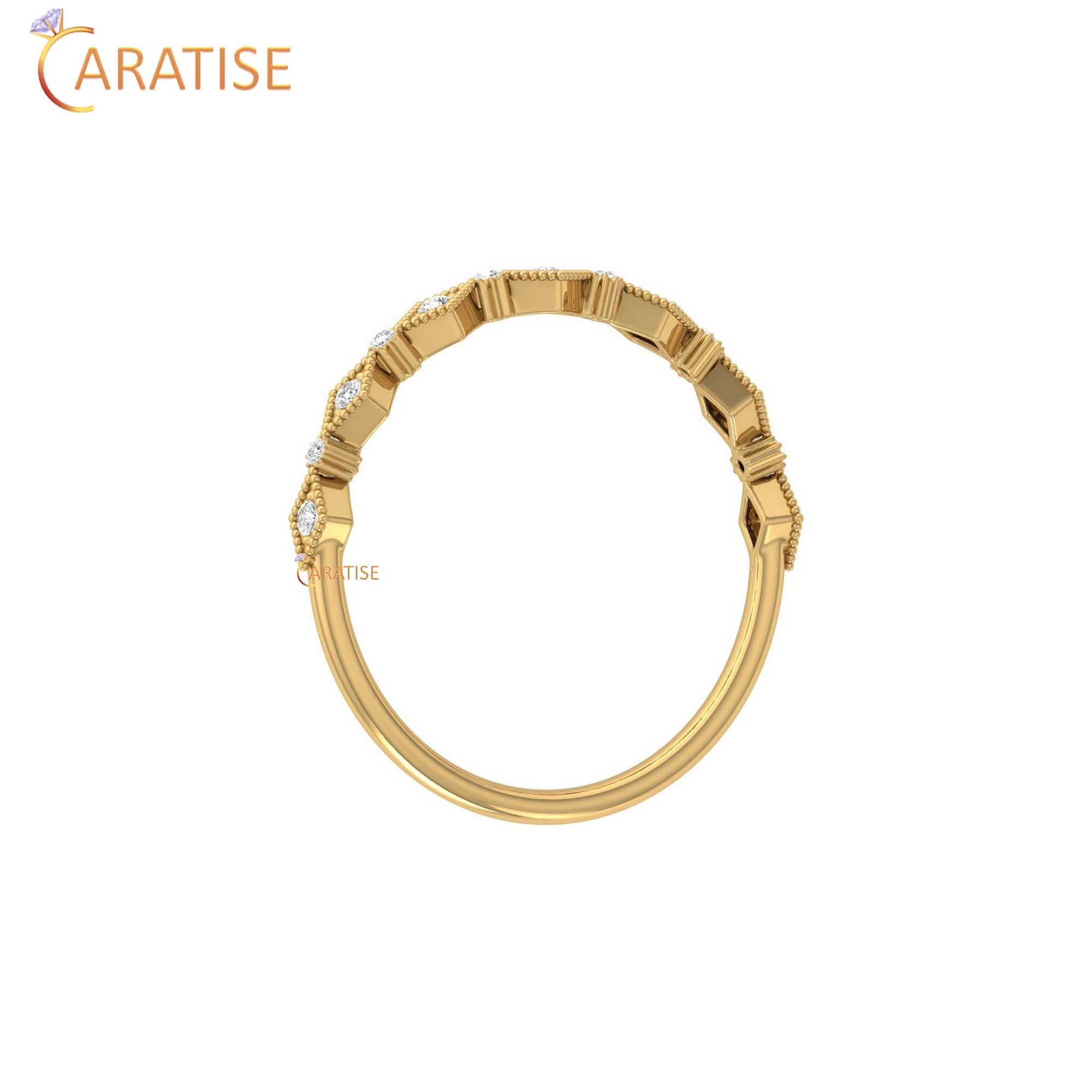 0.08 TDW Round Cut Women's Minimalist Diamond Ring