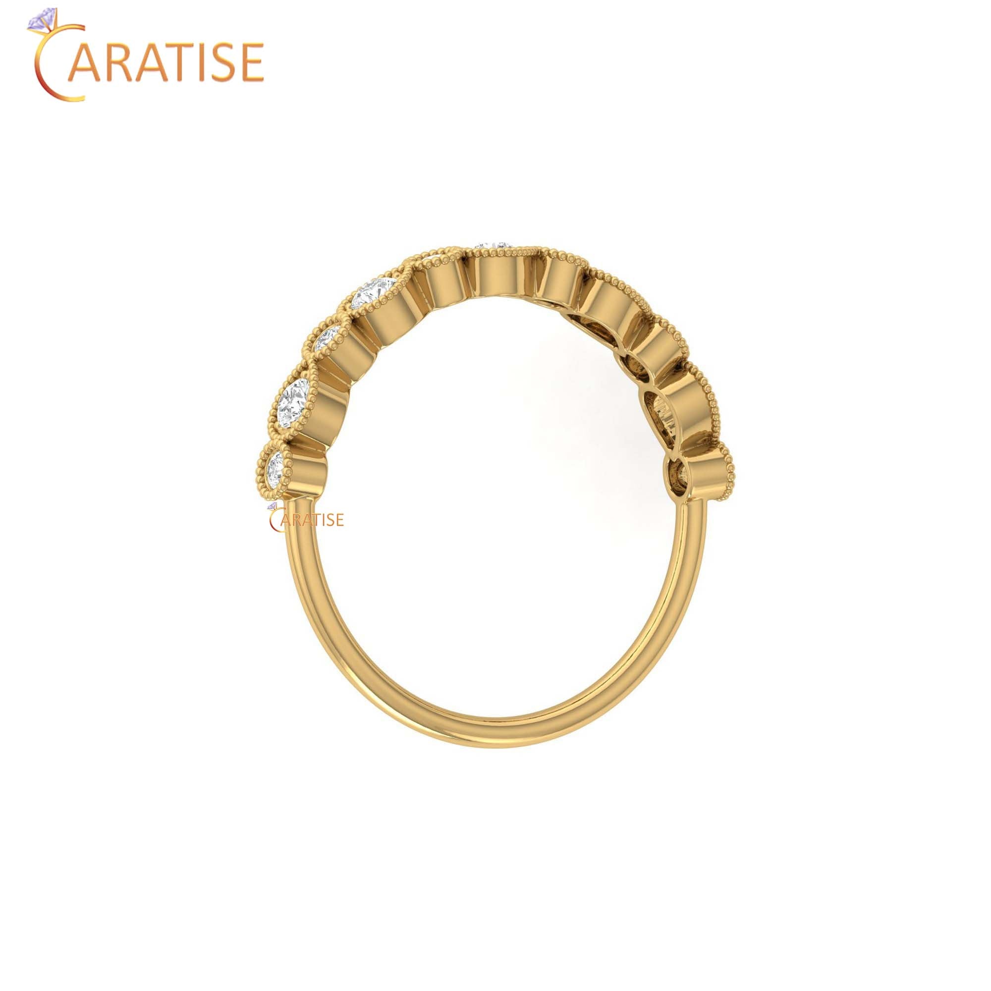 0.29 TDW Round Cut Women's Diamond Minimalist Ring