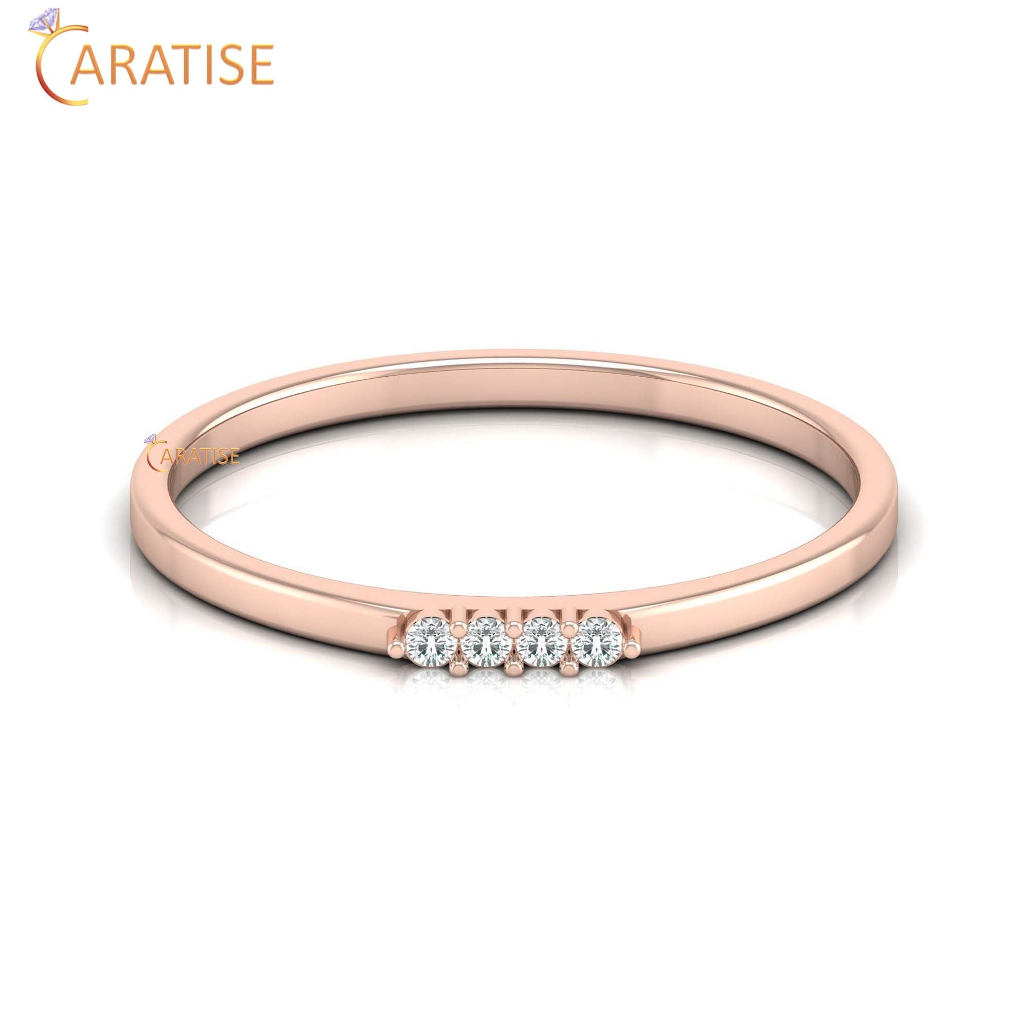 0.033 TDW Round Cut Minimalist Women's Diamond Ring