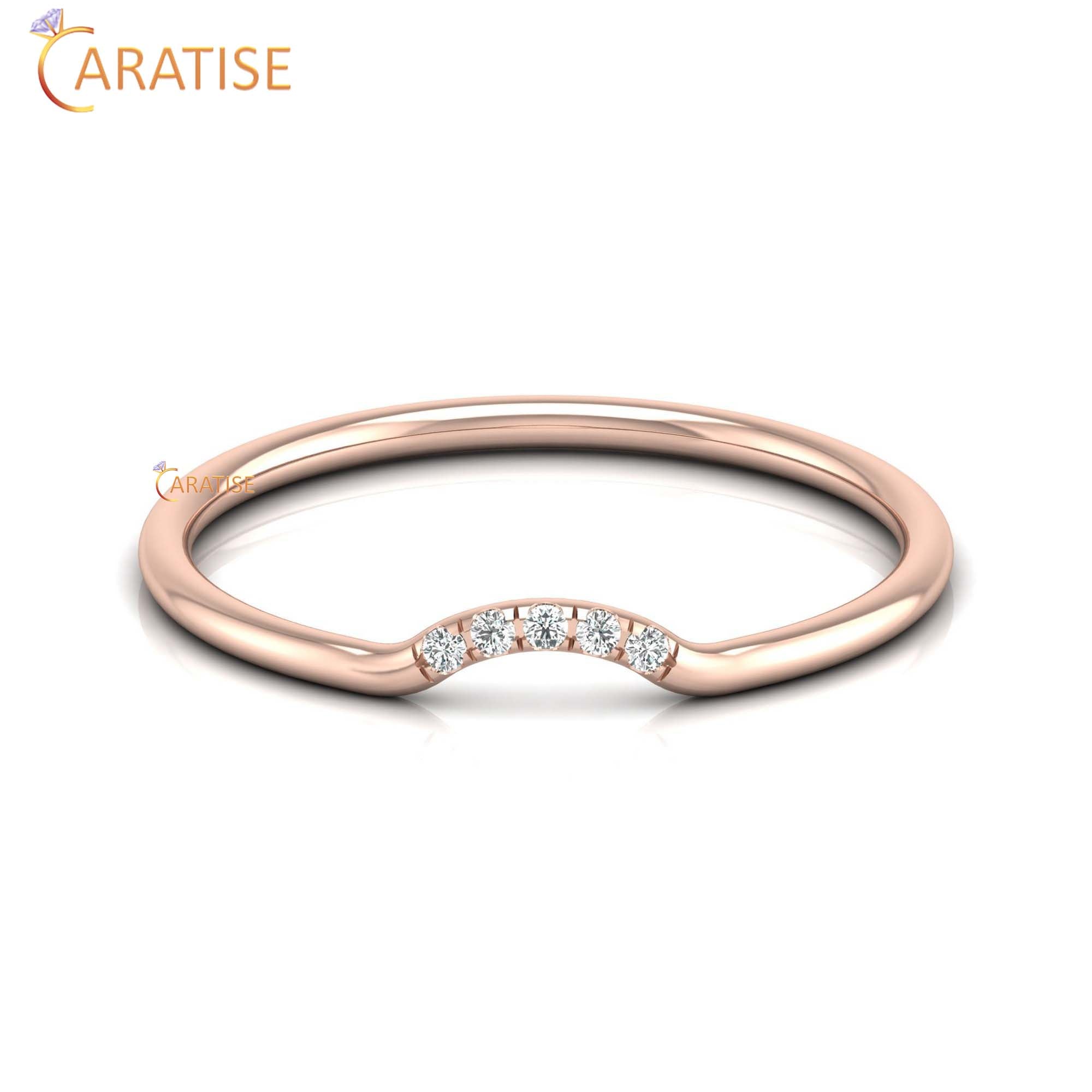 0.02 TDW Round Cut Minimalist women's iamond Ring