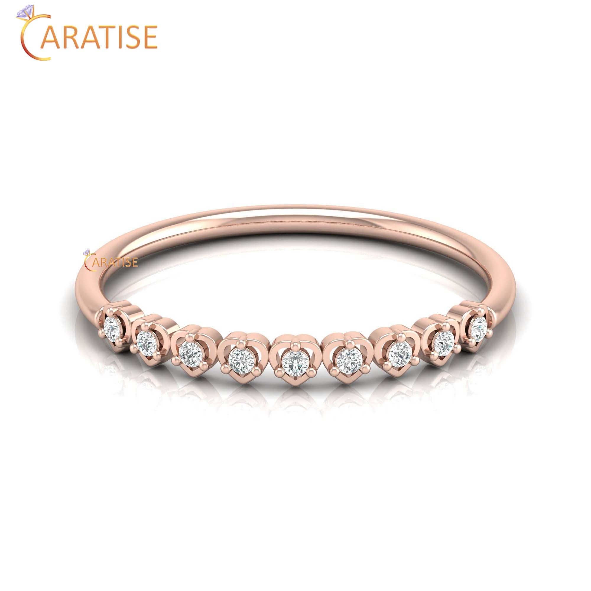 0.06 TDW Round Cut Minimalist Women's Diamond Ring