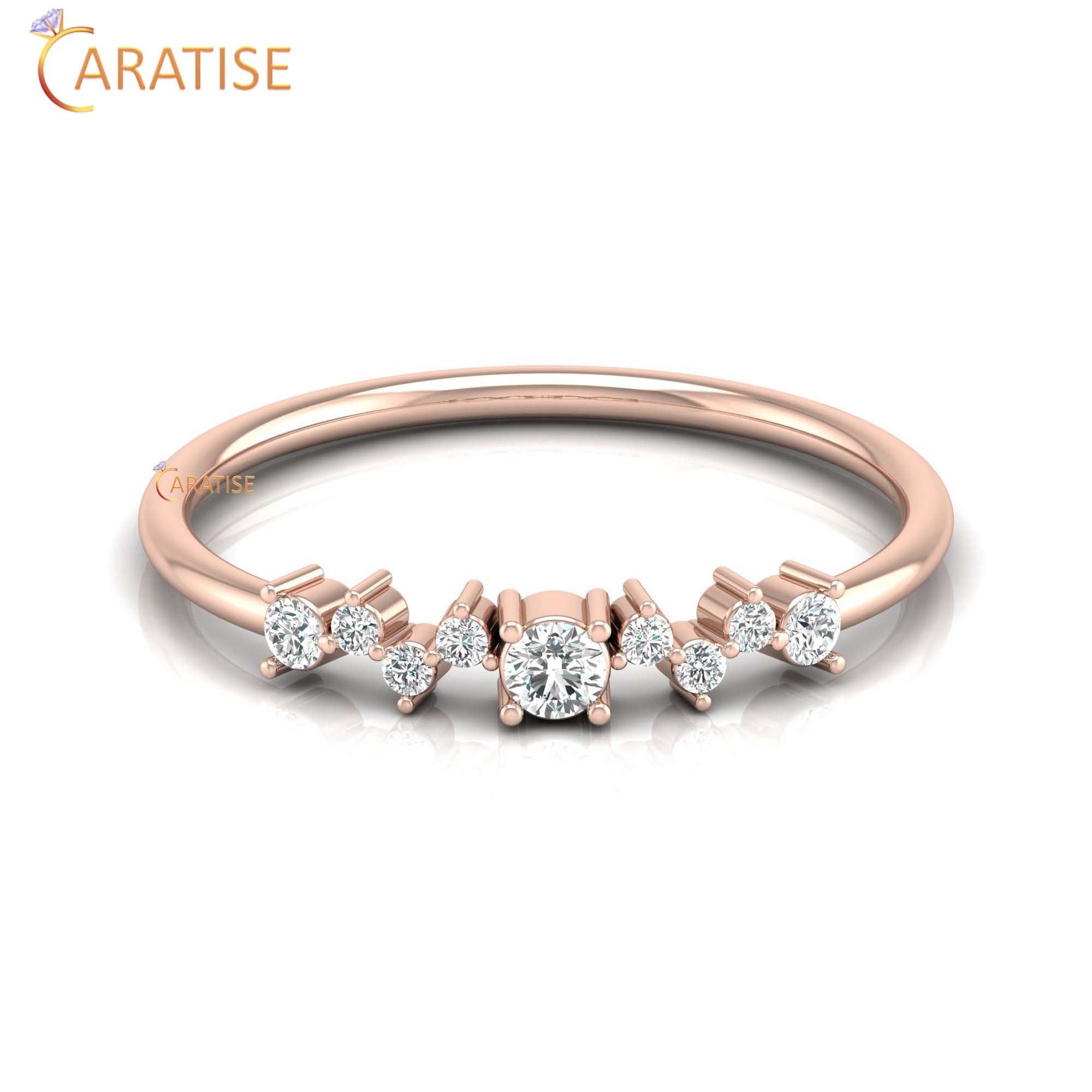 0.15 TDW Round Cut Diamond Minimalist Ring