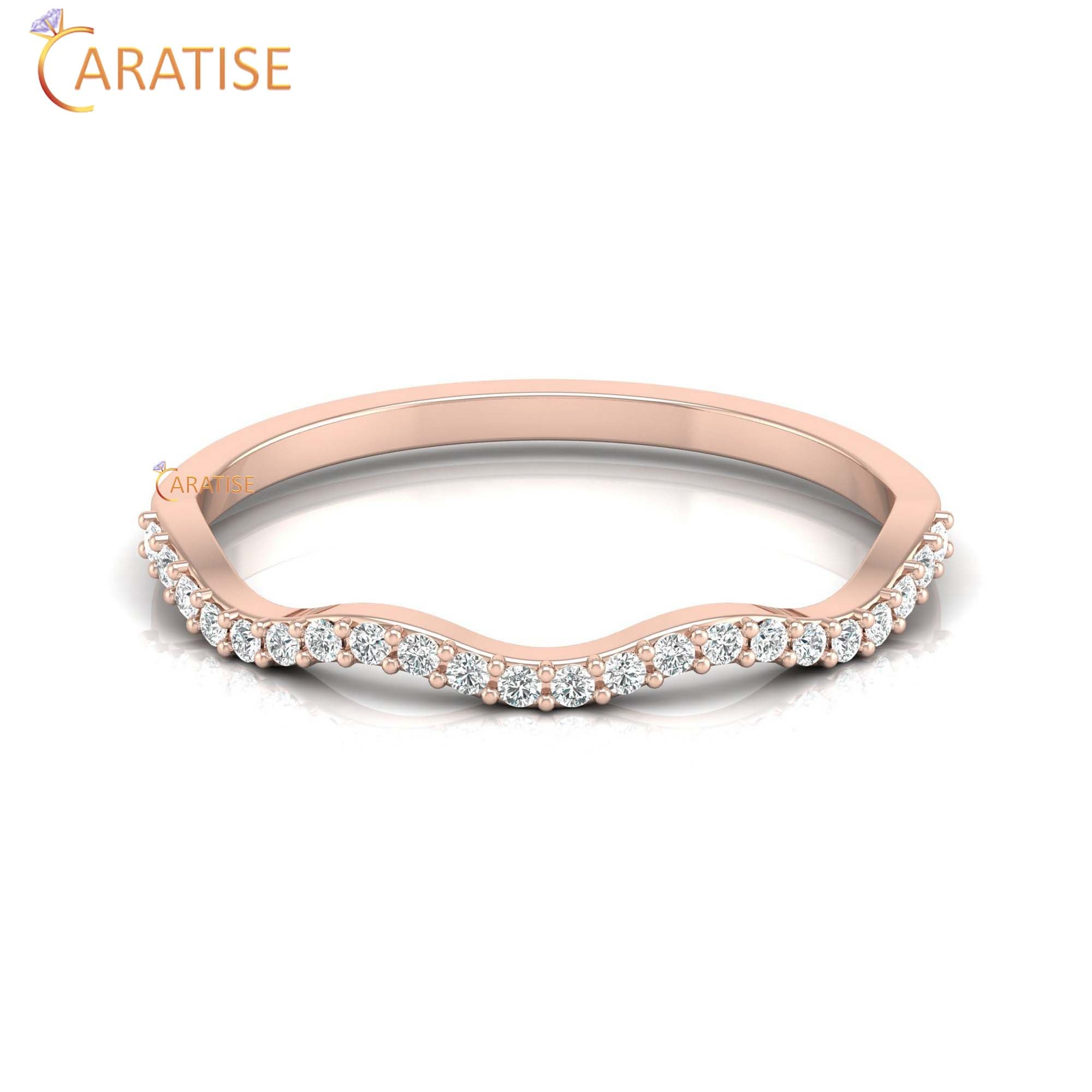0.11 TDW Round Cut Women's Minimalist Diamond Ring