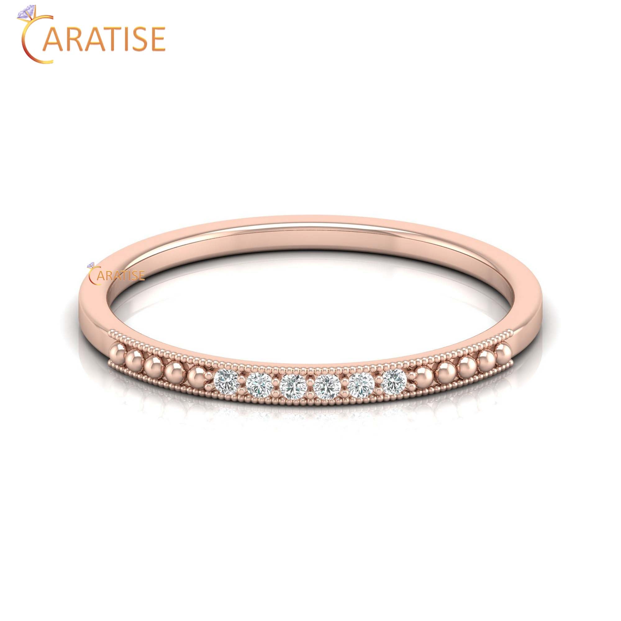 0.04 TDW Round Cut Women's Minimalist Diamond Ring