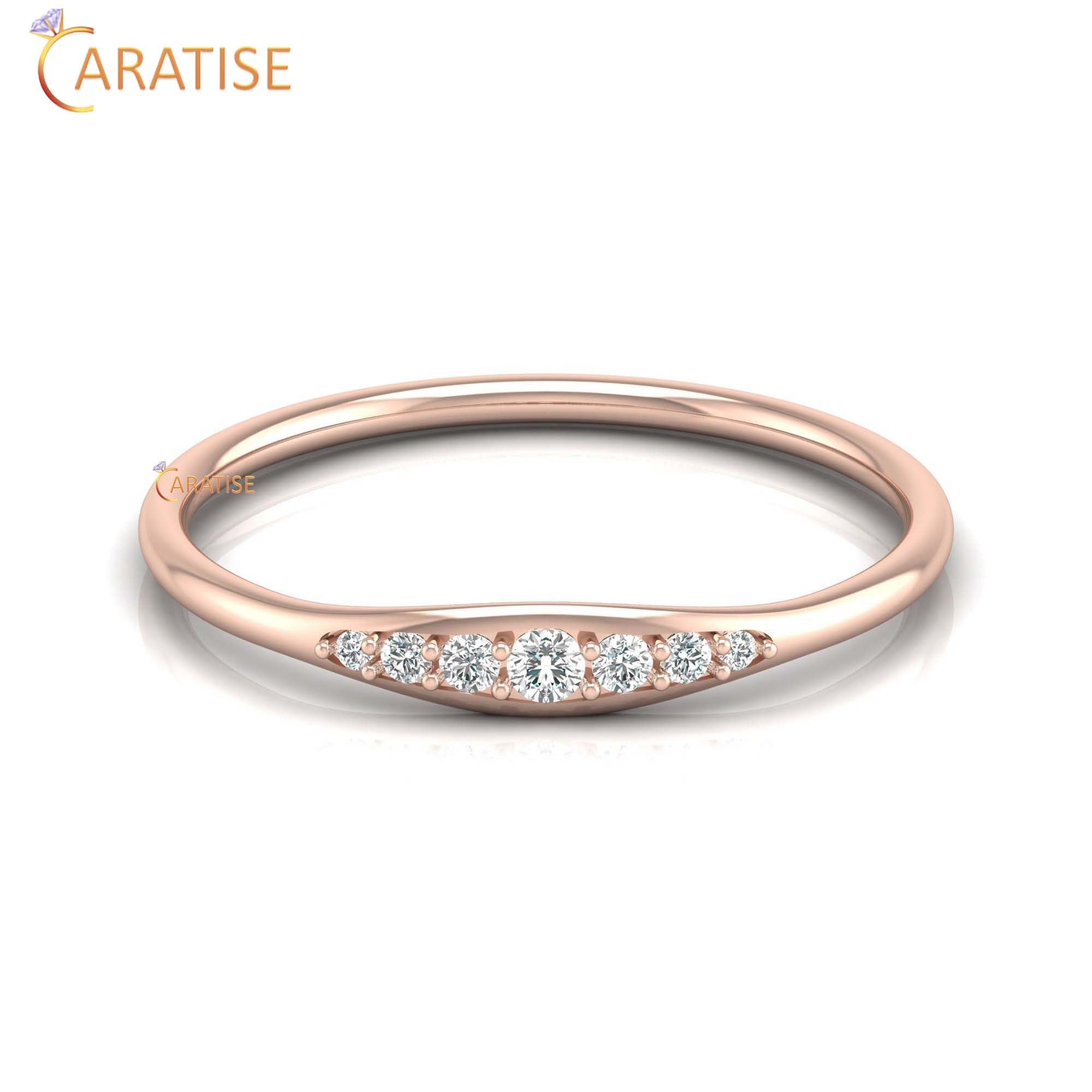 0.07 TDW Round Cut Minimalist Women's Diamond Ring