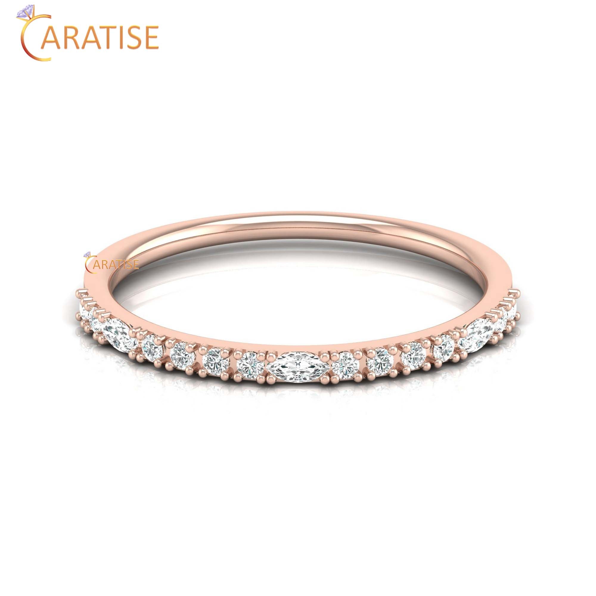 0.17 TDW Round & Marquise Cut Minimalist Women's Diamond Ring