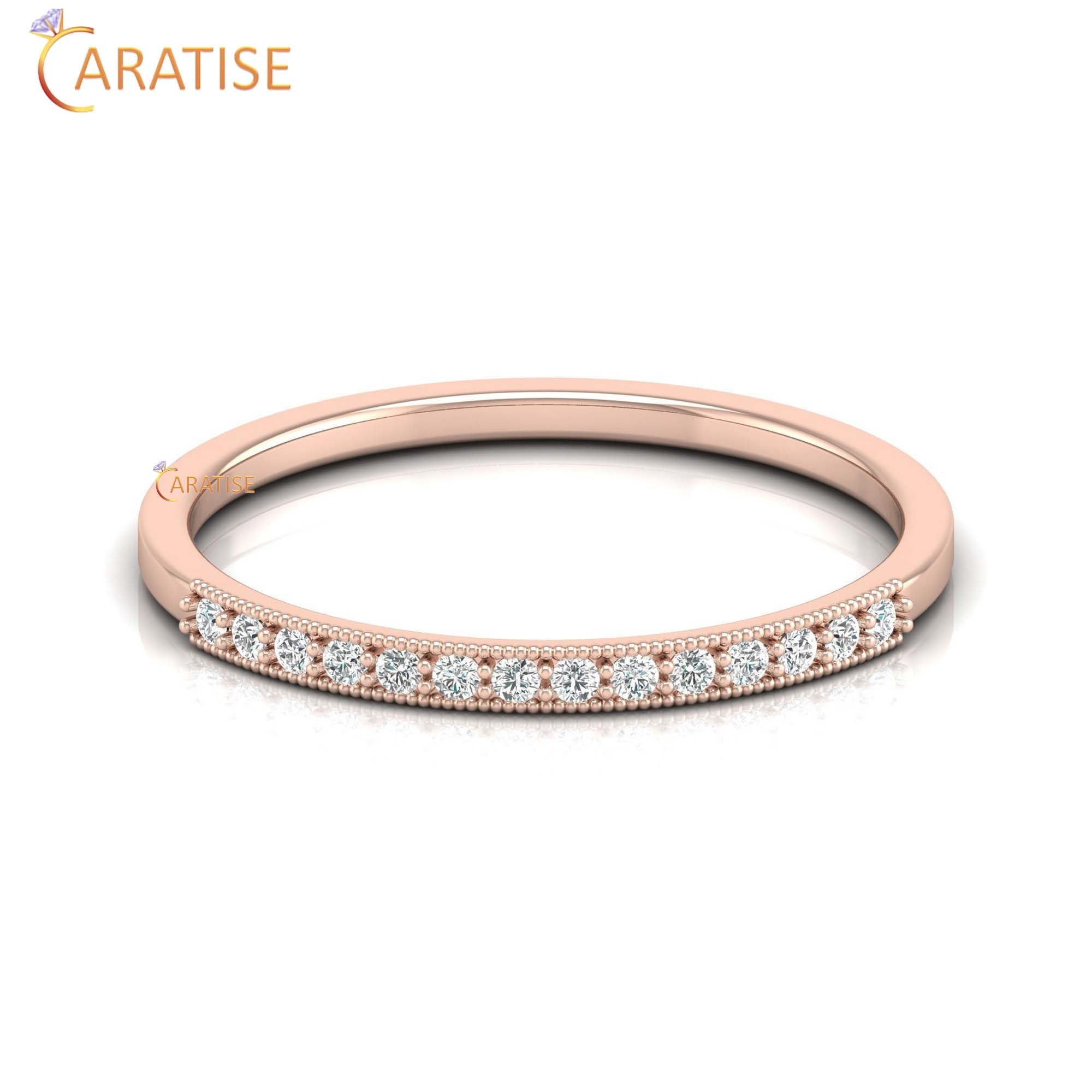 0.09 TDW Round Cut Women's Minimalist Diamond Ring