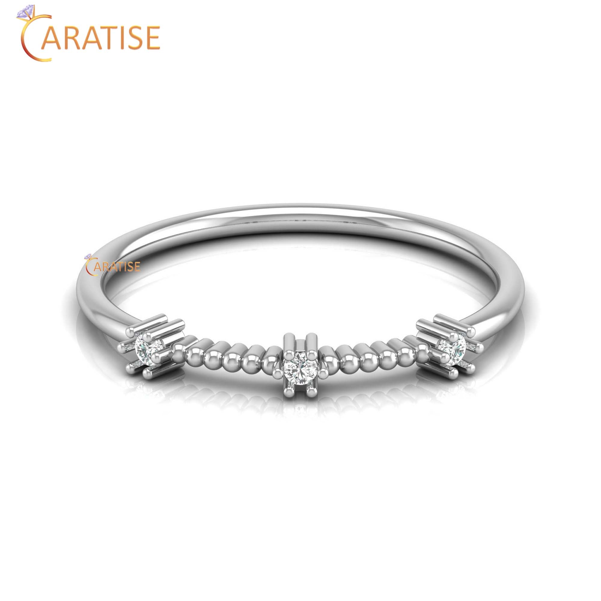 0.04 TDW Round Cut Women's Minimalist Diamond Ring