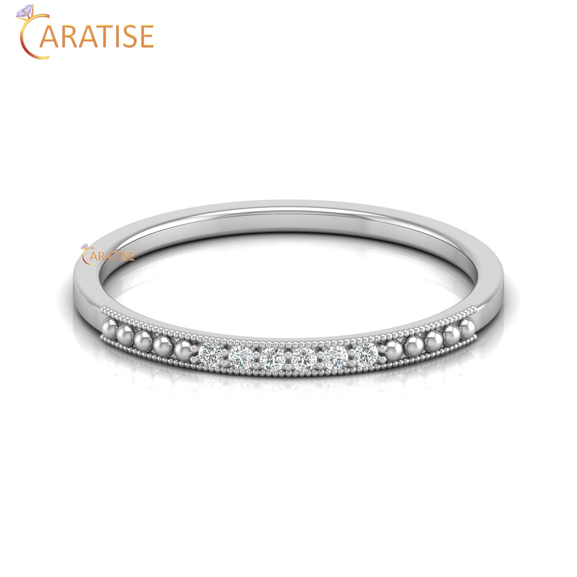 0.04 TDW Round Cut Women's Minimalist Diamond Ring