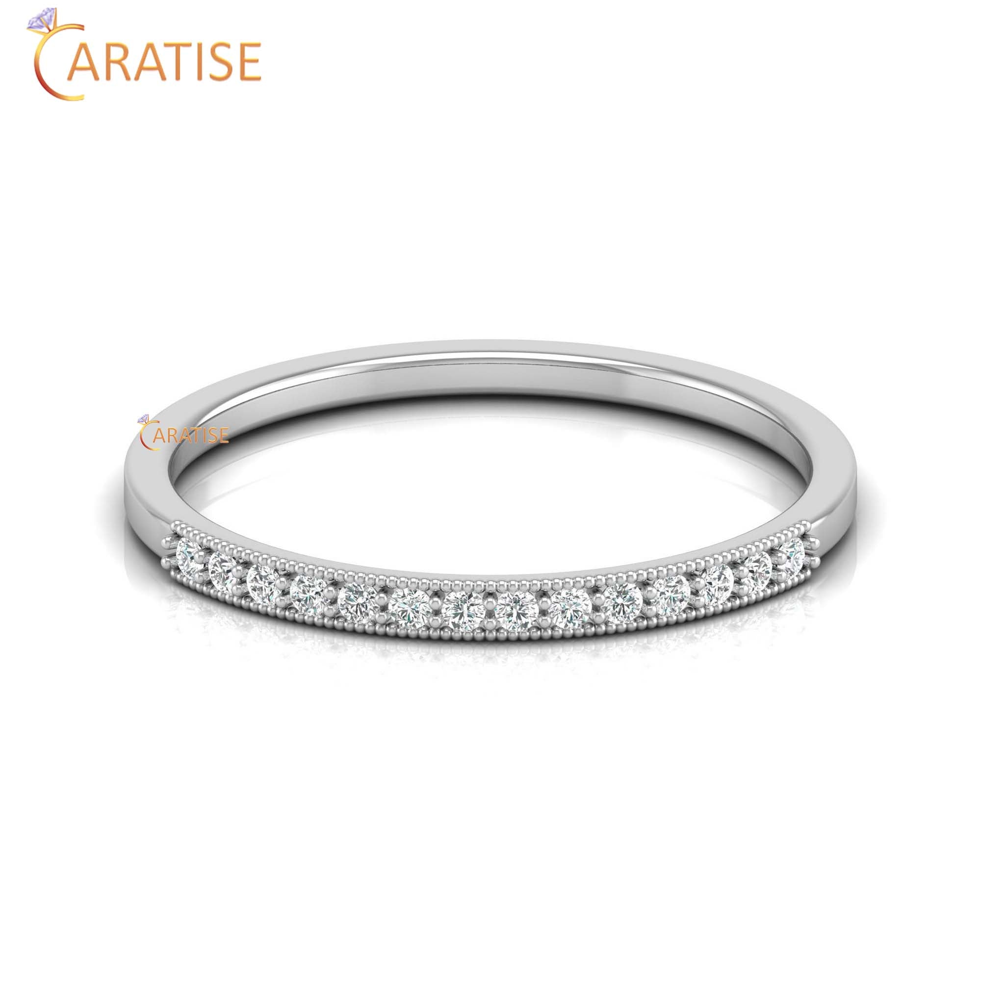 0.09 TDW Round Cut Women's Minimalist Diamond Ring