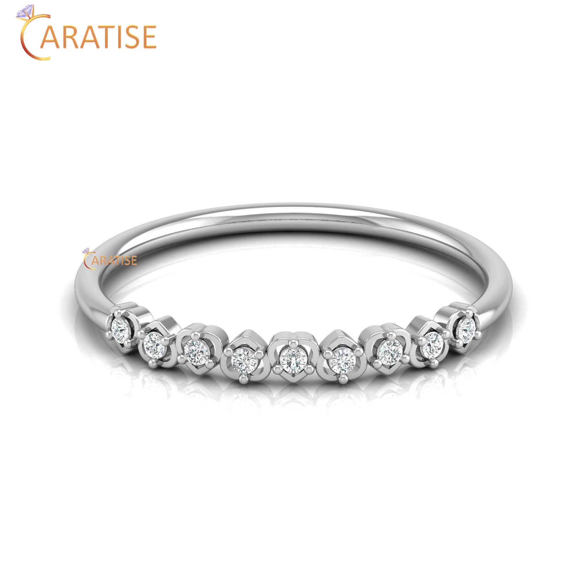 0.06 TDW Round Cut Minimalist Women's Diamond Ring