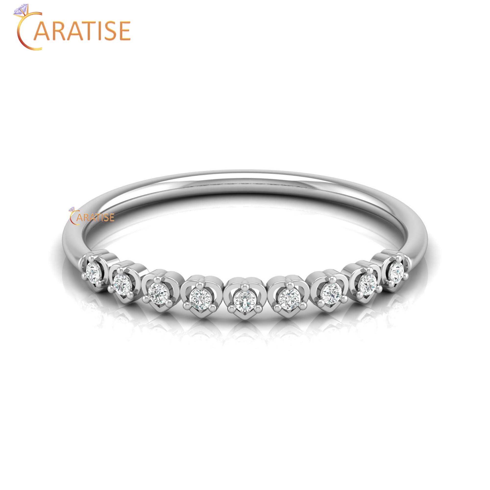 0.06 TDW Round Cut Minimalist Women's Diamond Ring