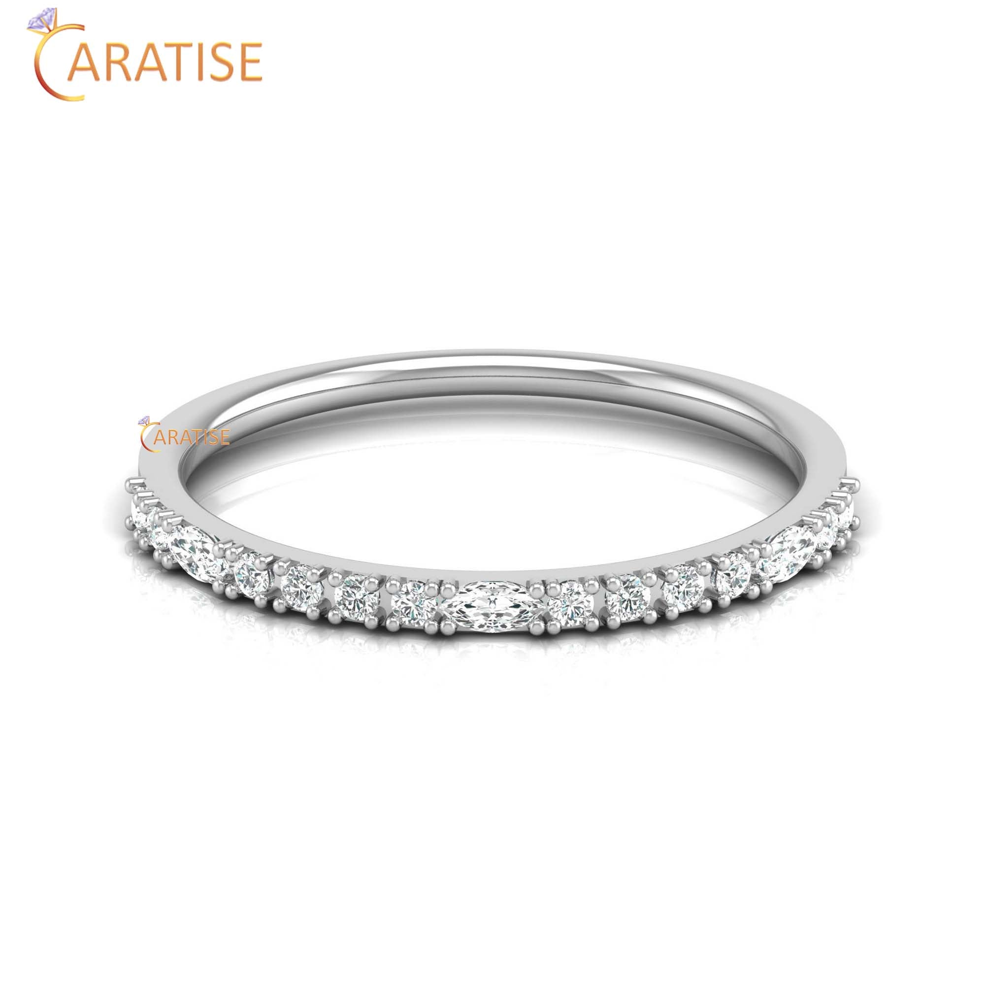 0.17 TDW Round & Marquise Cut Minimalist Women's Diamond Ring