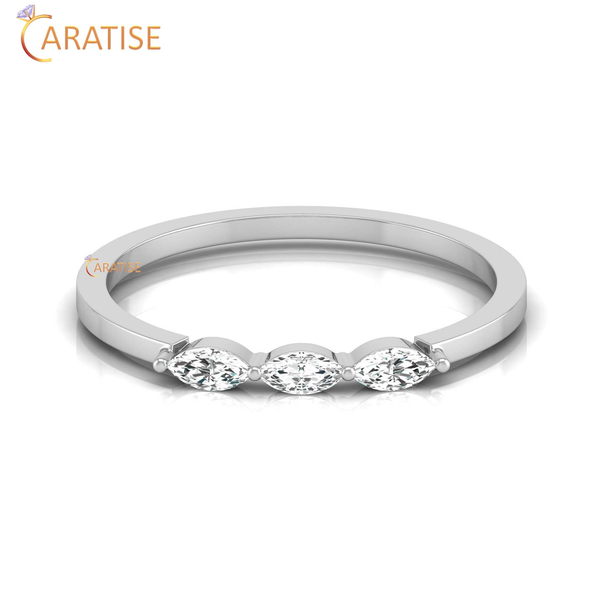 0.16 TDW Marquise Cut Women's Minimalist Diamond Ring