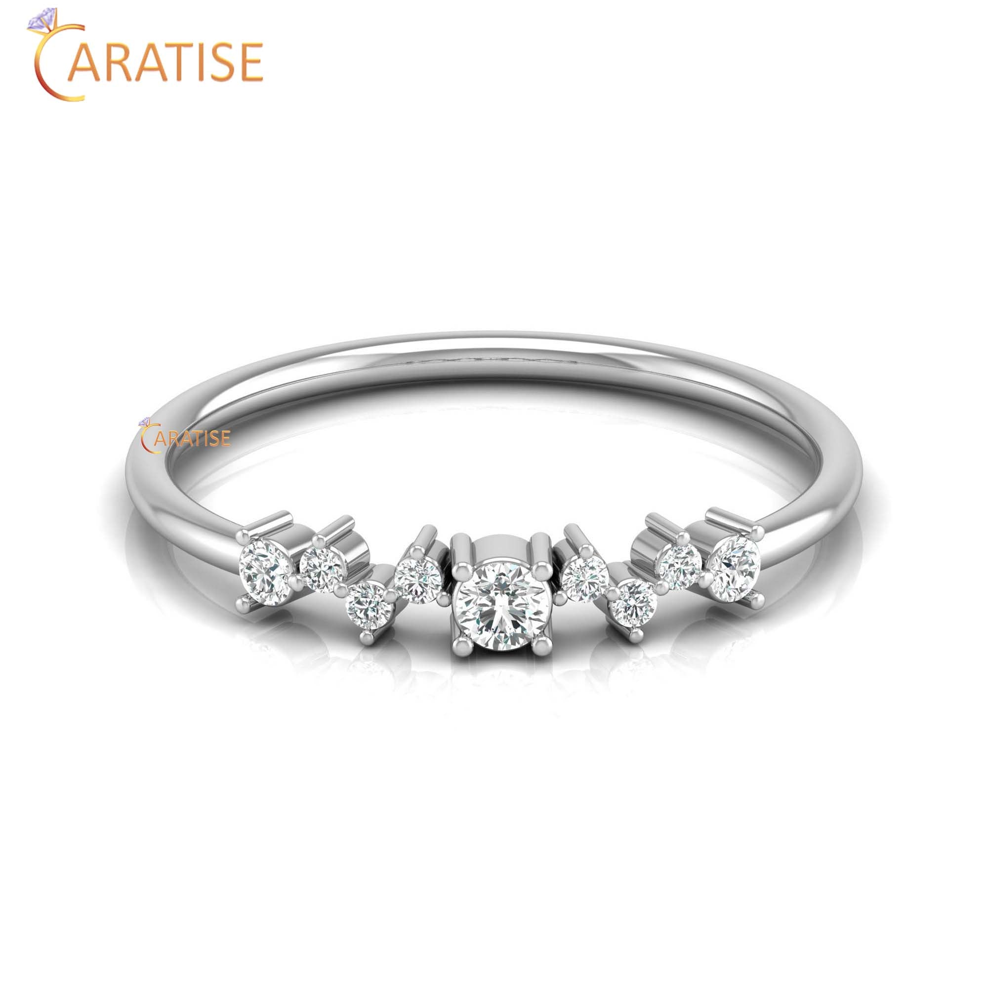 0.15 TDW Round Cut Diamond Minimalist Ring