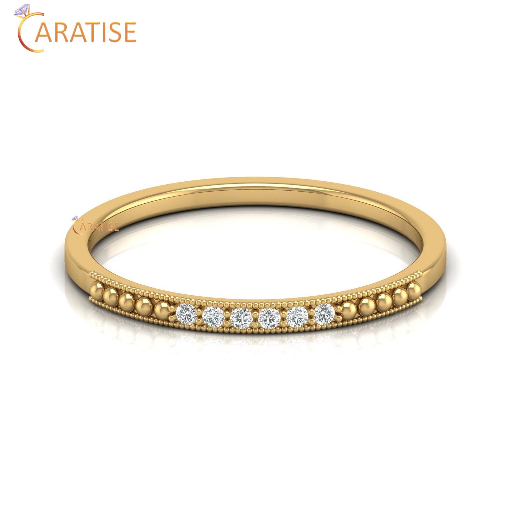 0.04 TDW Round Cut Women's Minimalist Diamond Ring