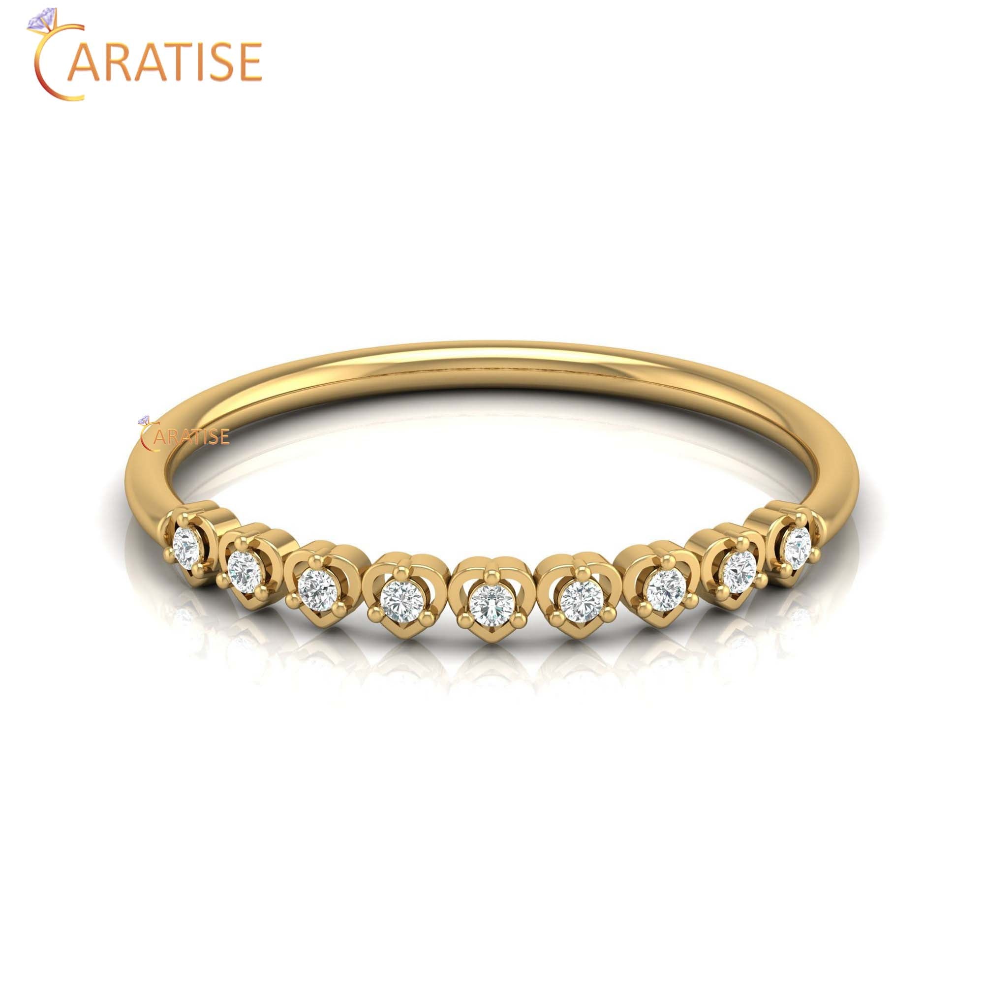 0.06 TDW Round Cut Minimalist Women's Diamond Ring