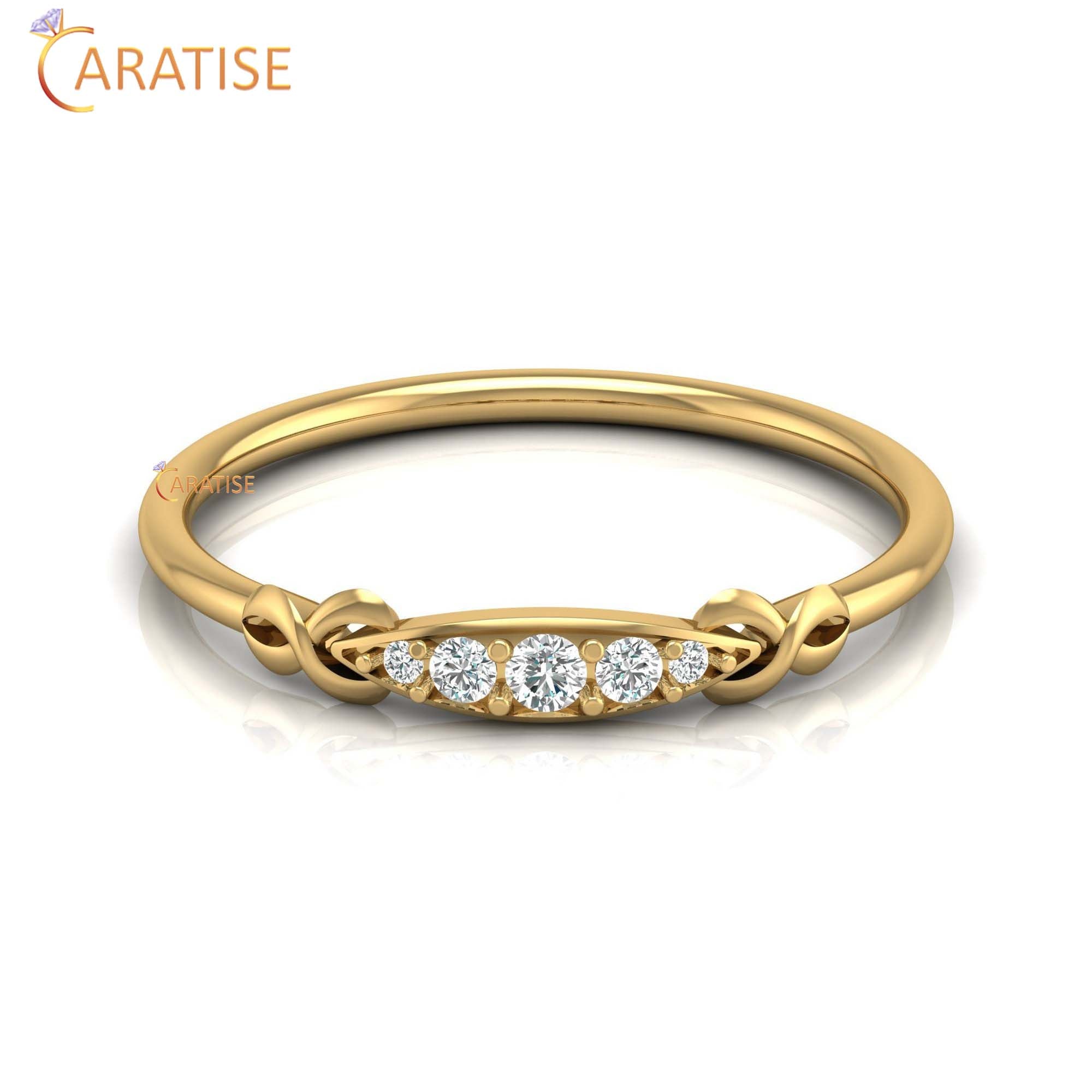 0.08 TDW Round Cut Women's Minimalist Diamond Ring