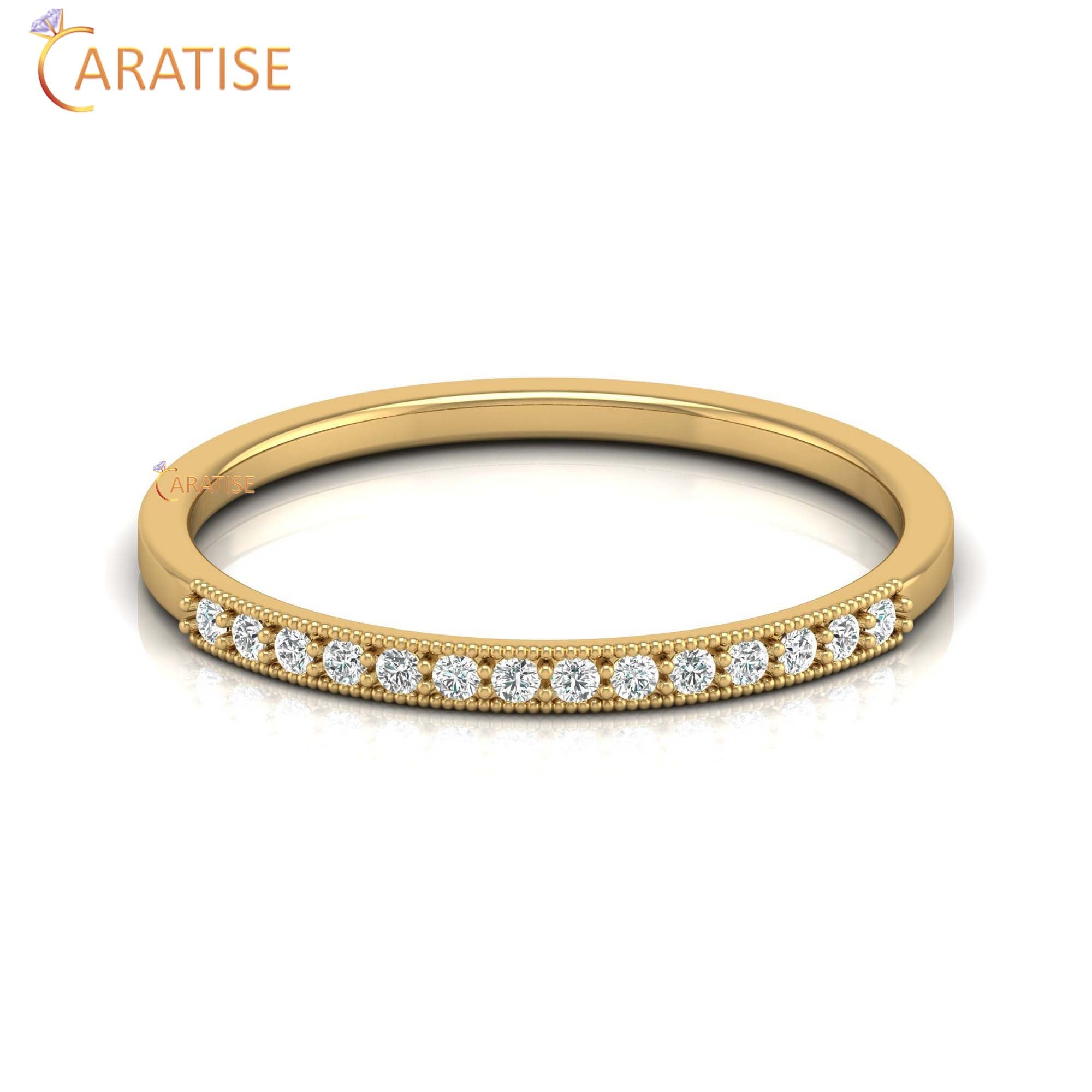 0.09 TDW Round Cut Women's Minimalist Diamond Ring