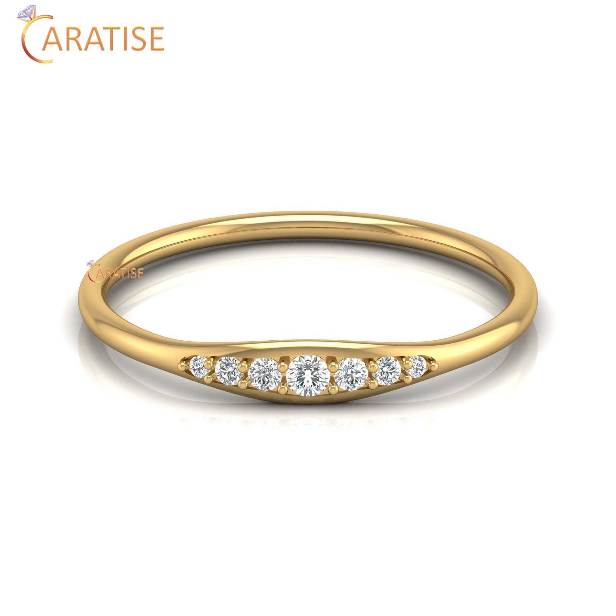 0.07 TDW Round Cut Minimalist Women's Diamond Ring