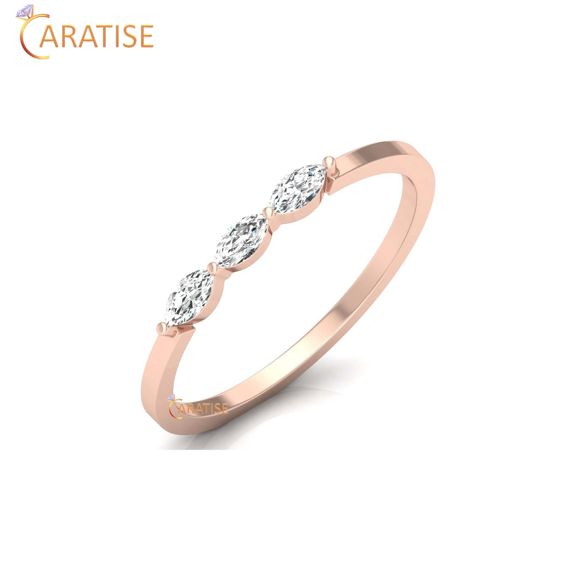 0.16 TDW Marquise Cut Women's Minimalist Diamond Ring