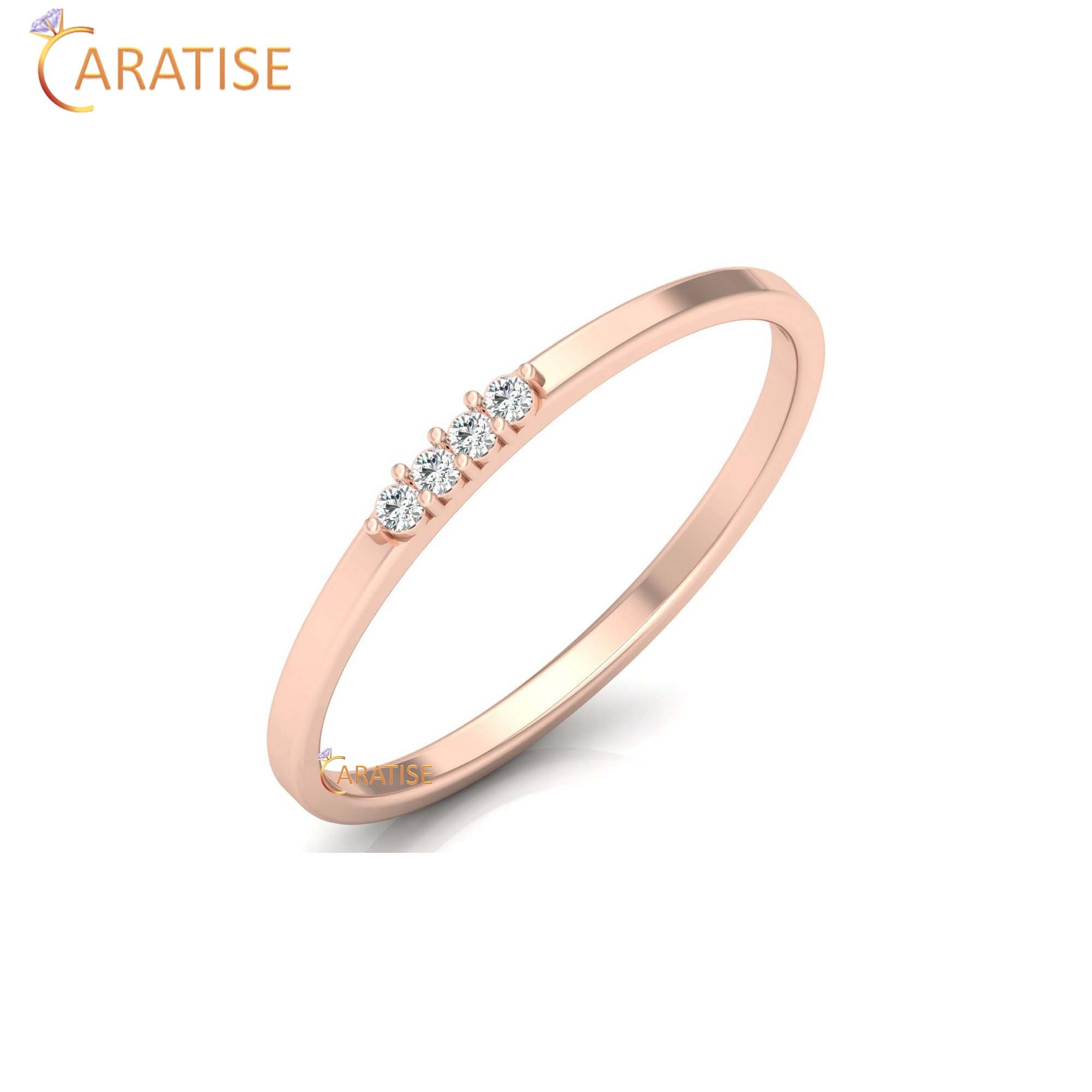0.033 TDW Round Cut Minimalist Women's Diamond Ring