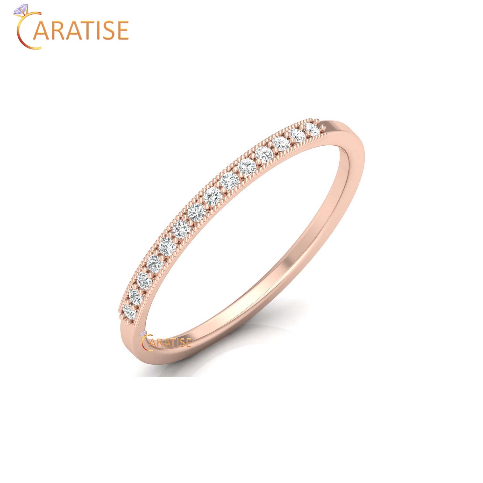 0.09 TDW Round Cut Women's Minimalist Diamond Ring