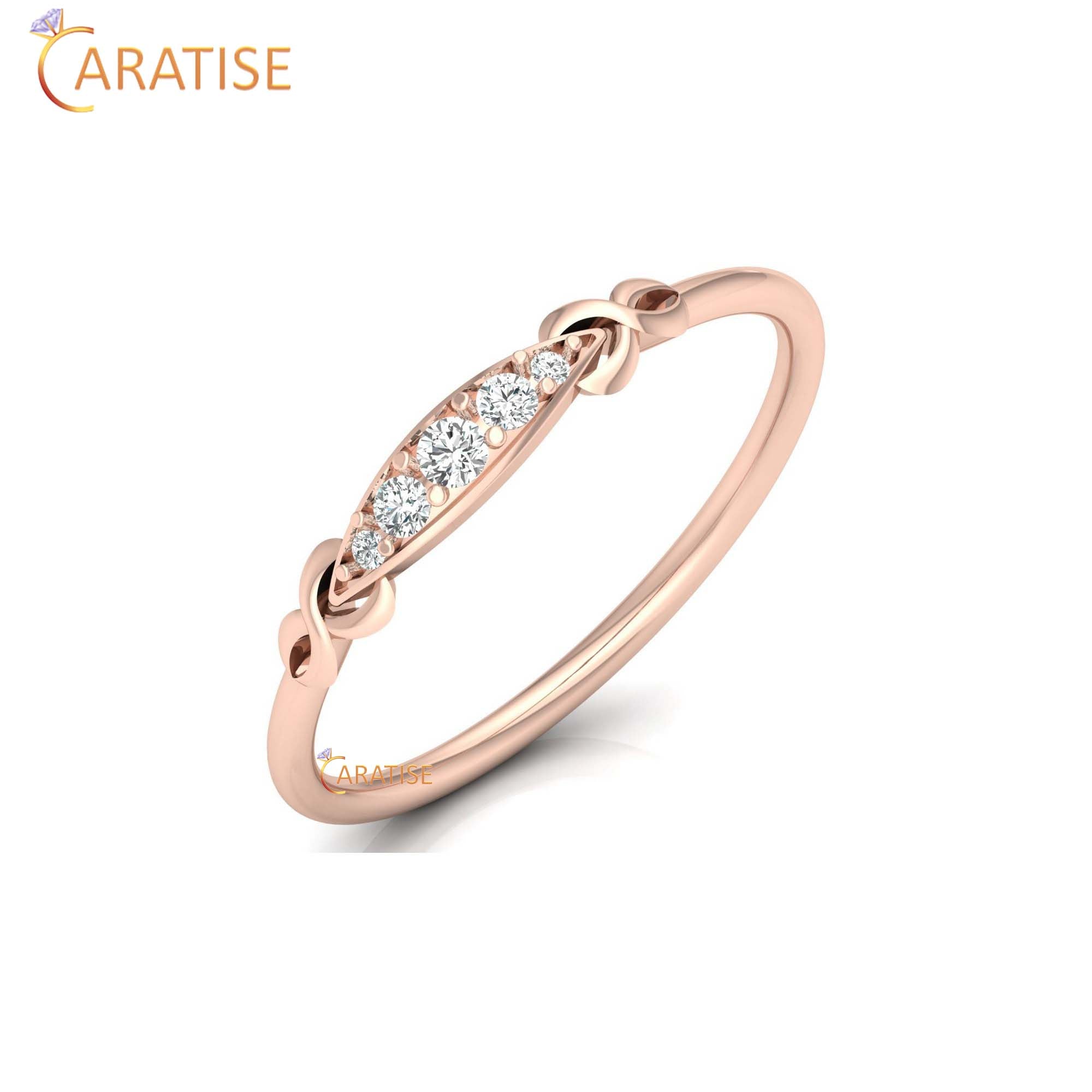 0.08 TDW Round Cut Women's Minimalist Diamond Ring