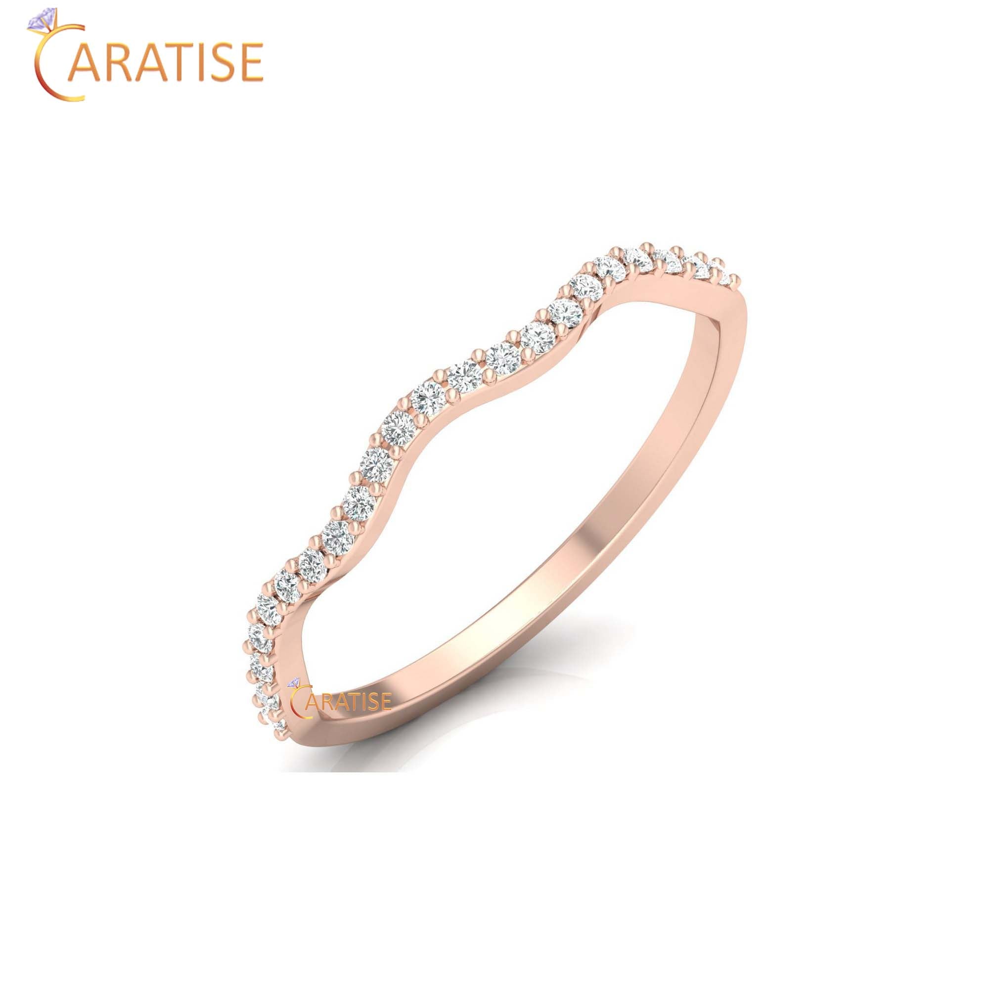 0.11 TDW Round Cut Women's Minimalist Diamond Ring