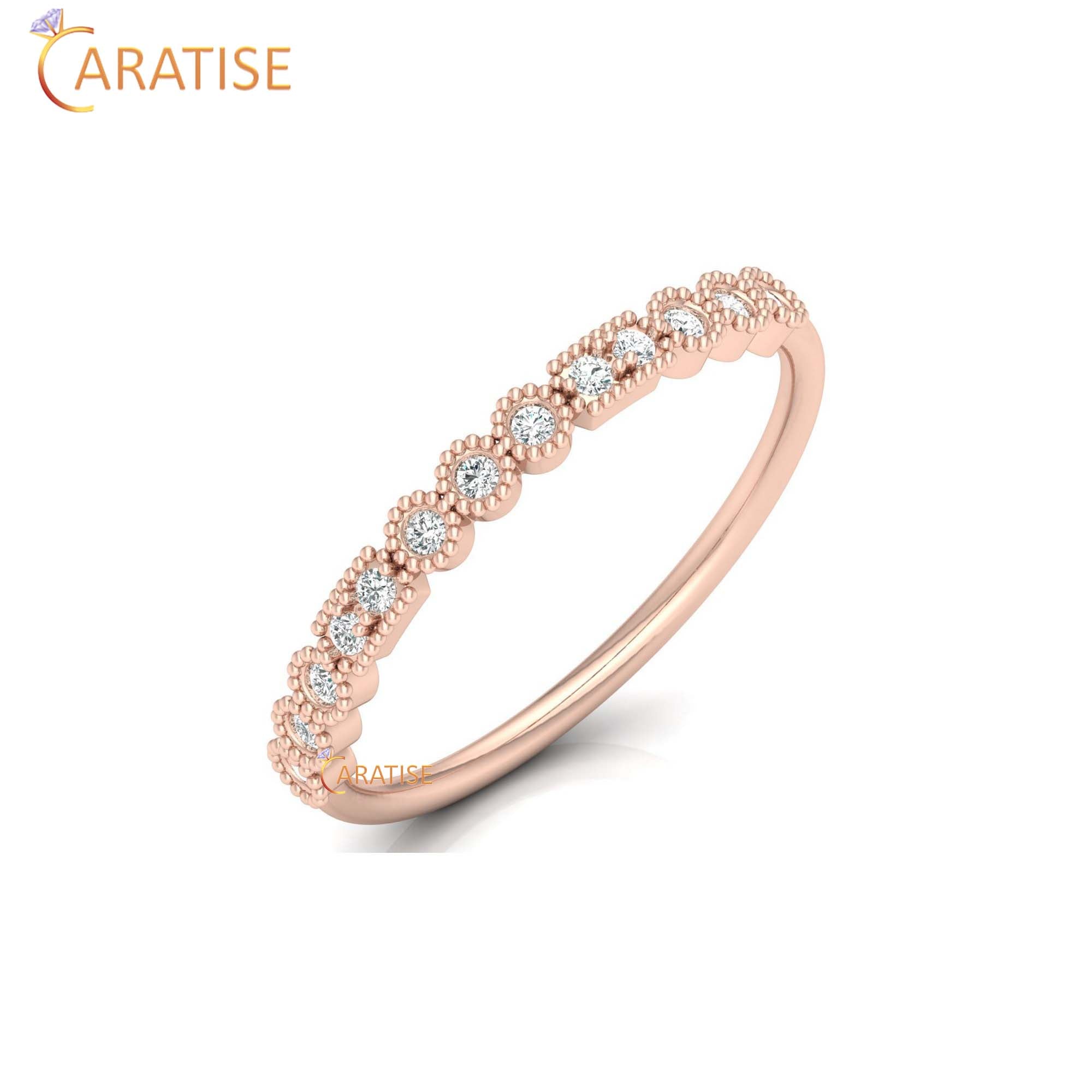 0.11 TDW Round Cut Minimalist Women's Diamond Ring