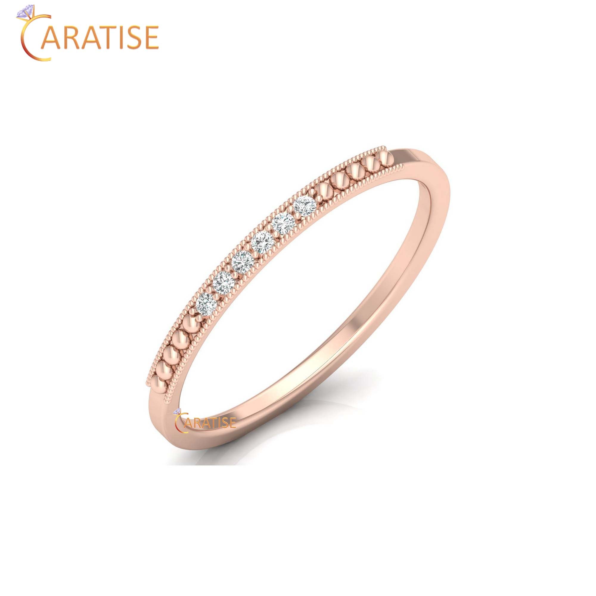 0.04 TDW Round Cut Women's Minimalist Diamond Ring
