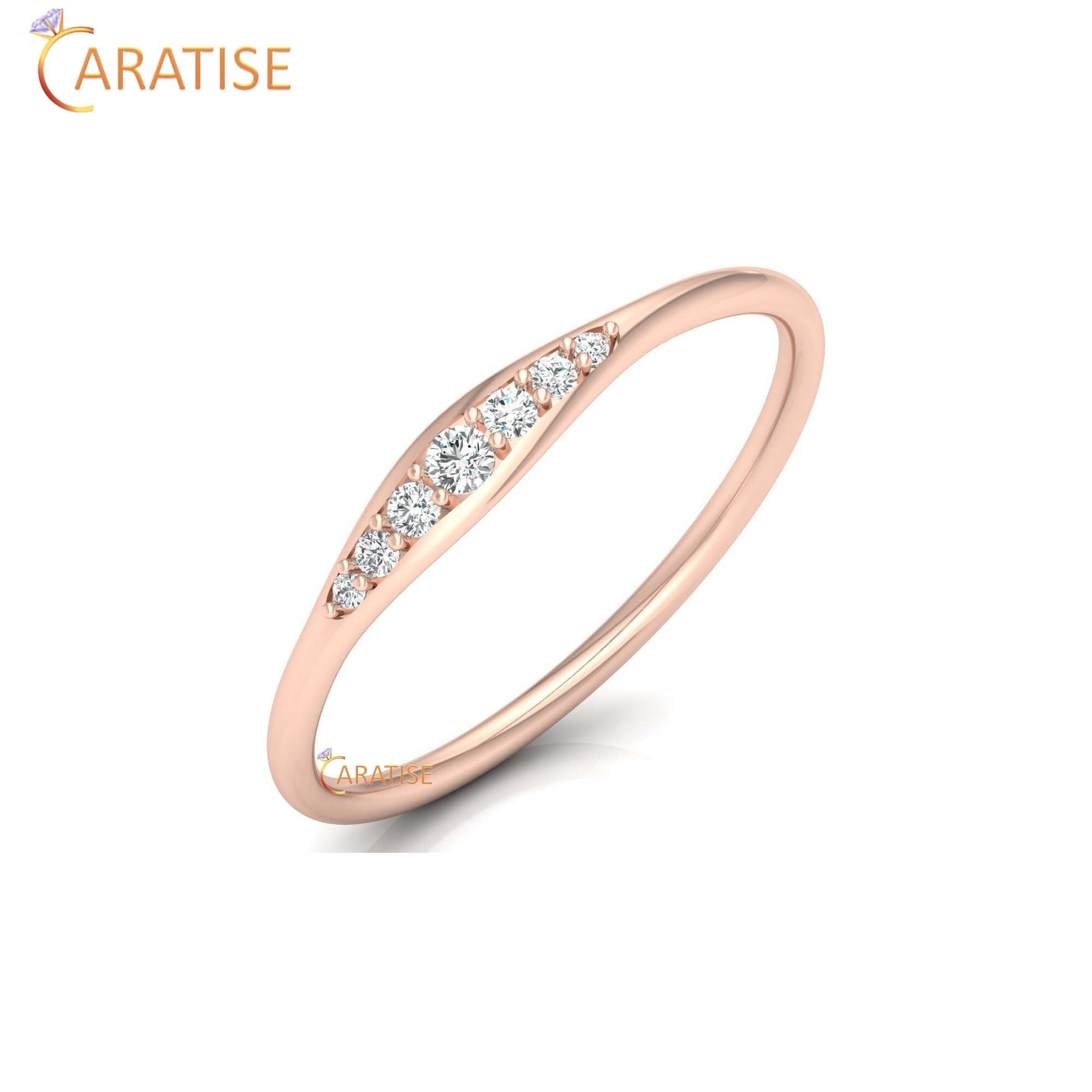 0.07 TDW Round Cut Minimalist Women's Diamond Ring