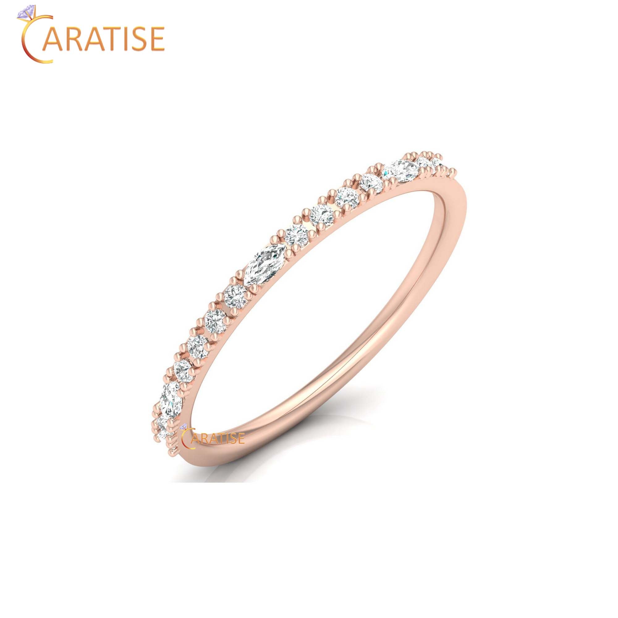 0.17 TDW Round & Marquise Cut Minimalist Women's Diamond Ring