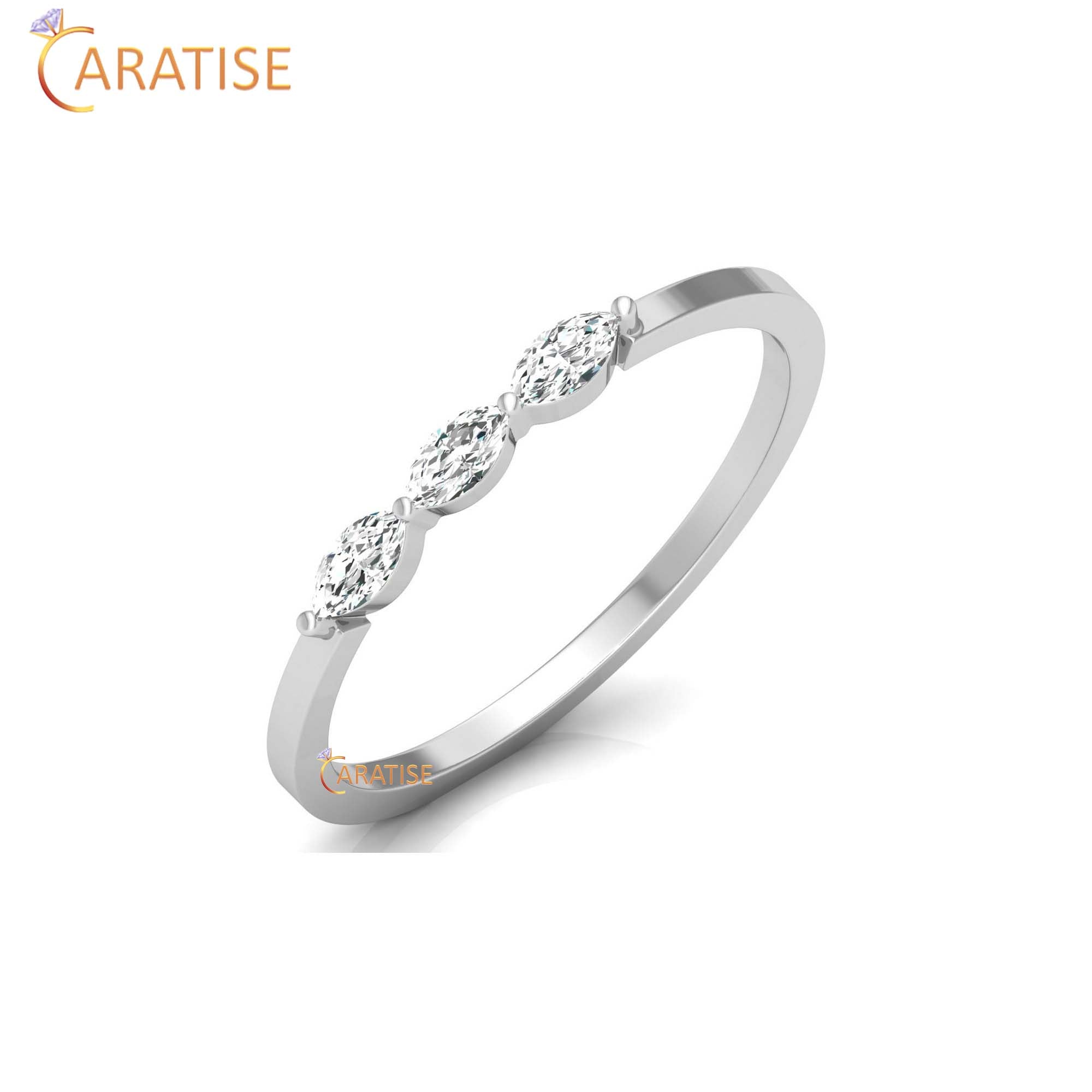 0.16 TDW Marquise Cut Women's Minimalist Diamond Ring