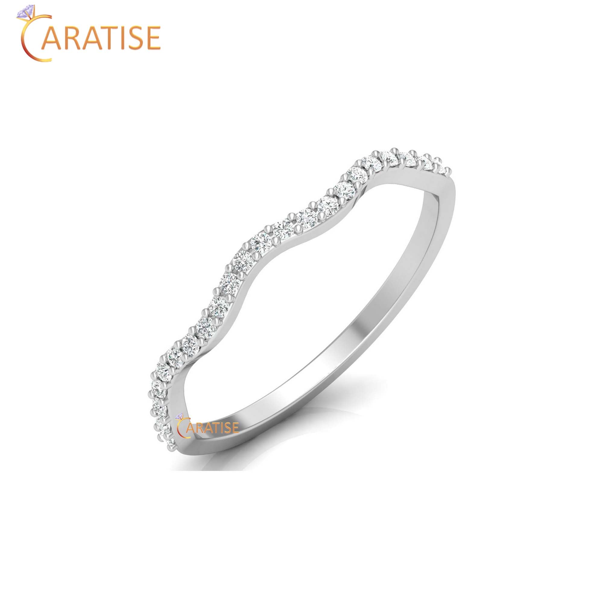 0.11 TDW Round Cut Women's Minimalist Diamond Ring