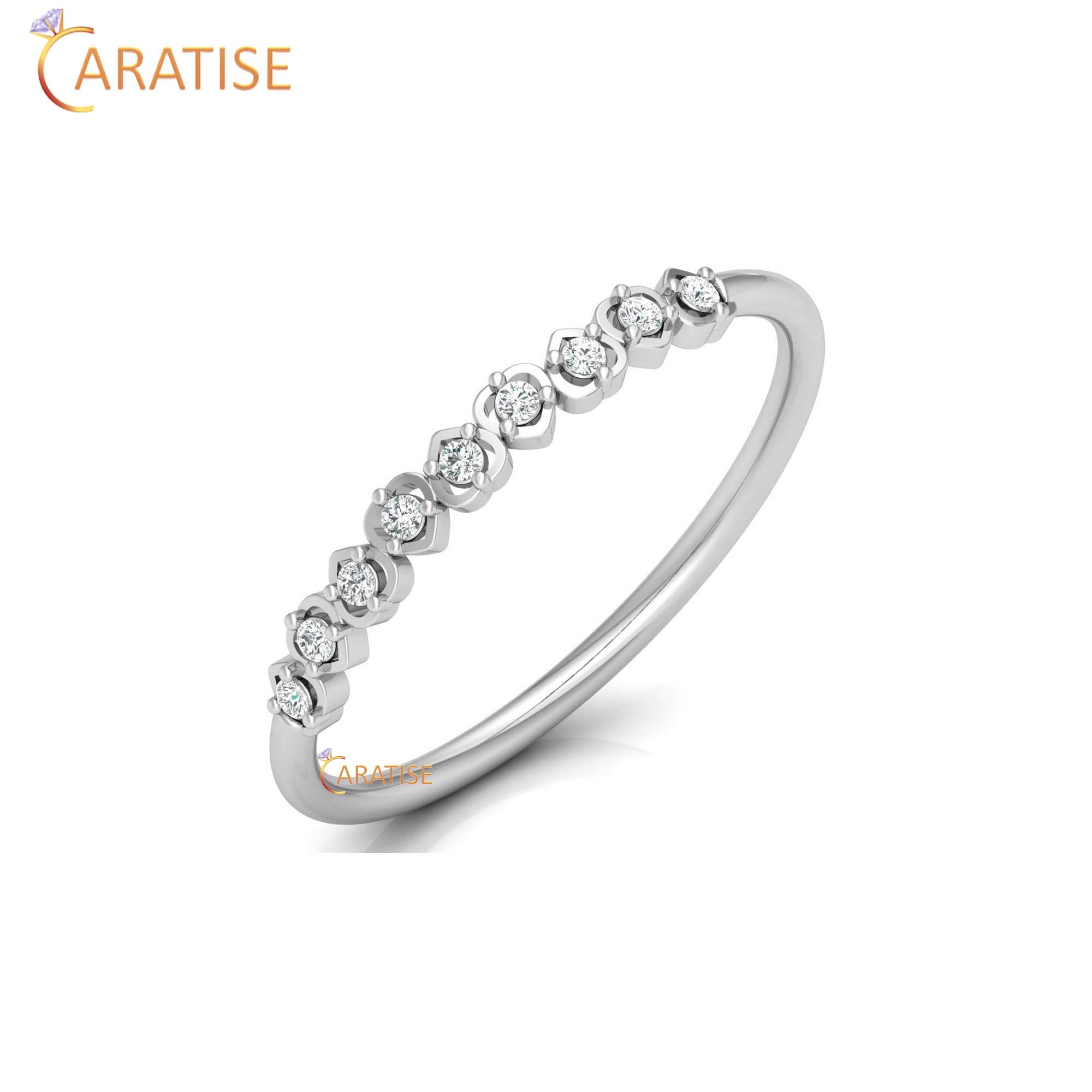 0.06 TDW Round Cut Minimalist Women's Diamond Ring