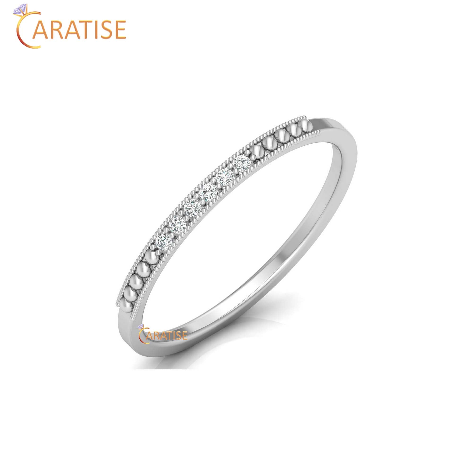 0.04 TDW Round Cut Women's Minimalist Diamond Ring
