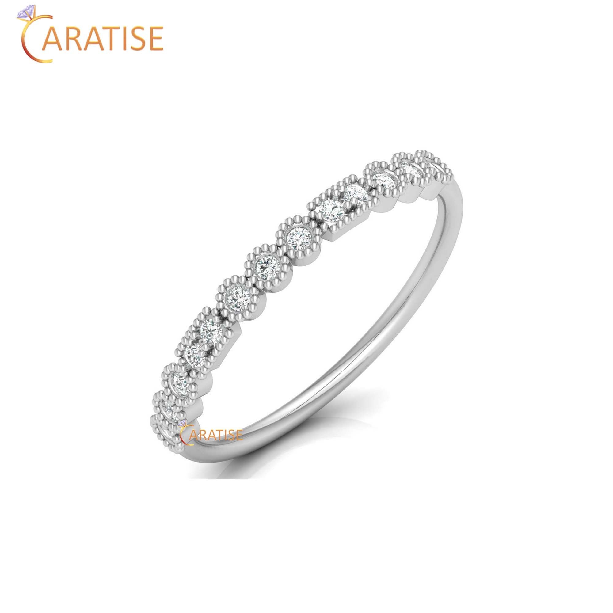 0.11 TDW Round Cut Minimalist Women's Diamond Ring
