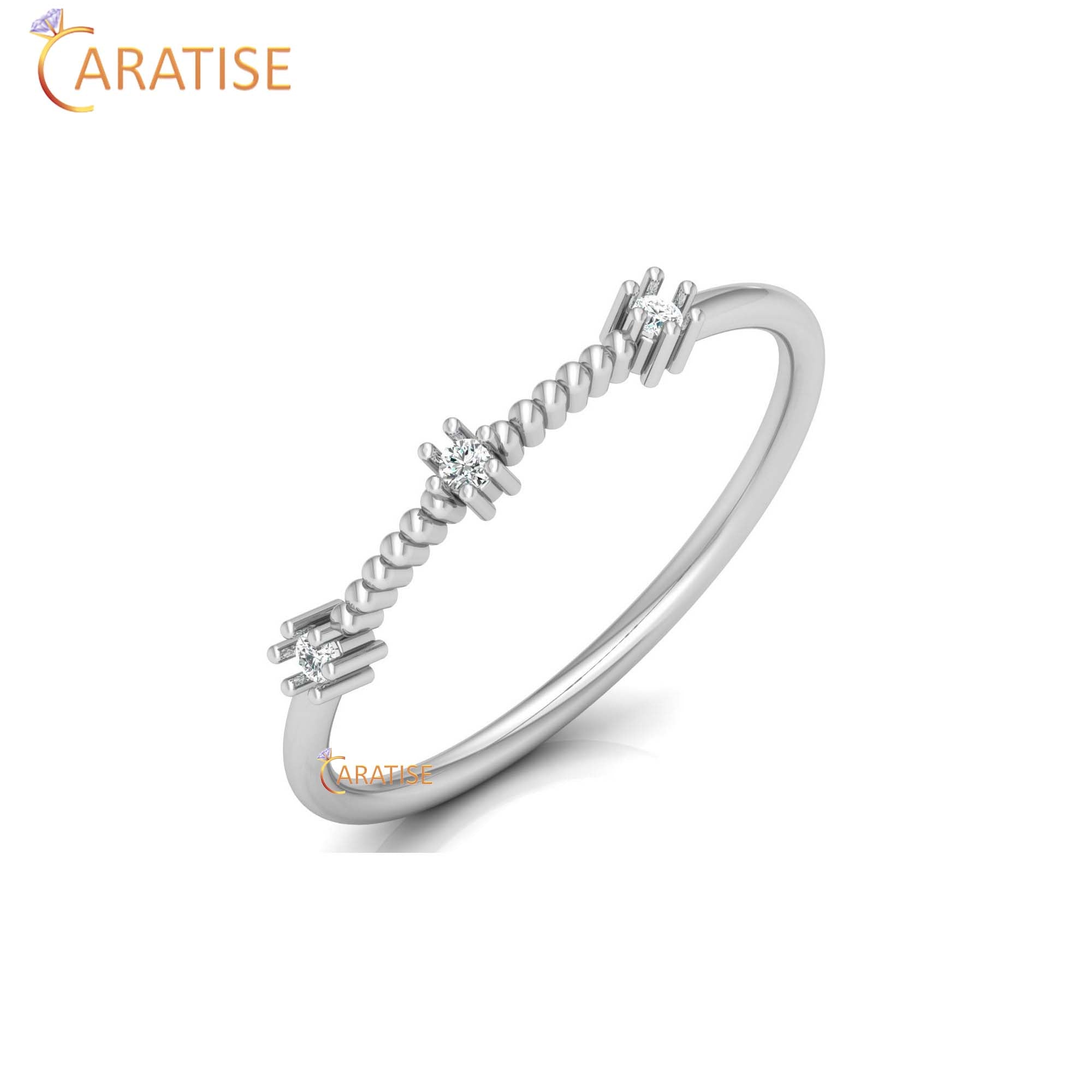 0.04 TDW Round Cut Women's Minimalist Diamond Ring
