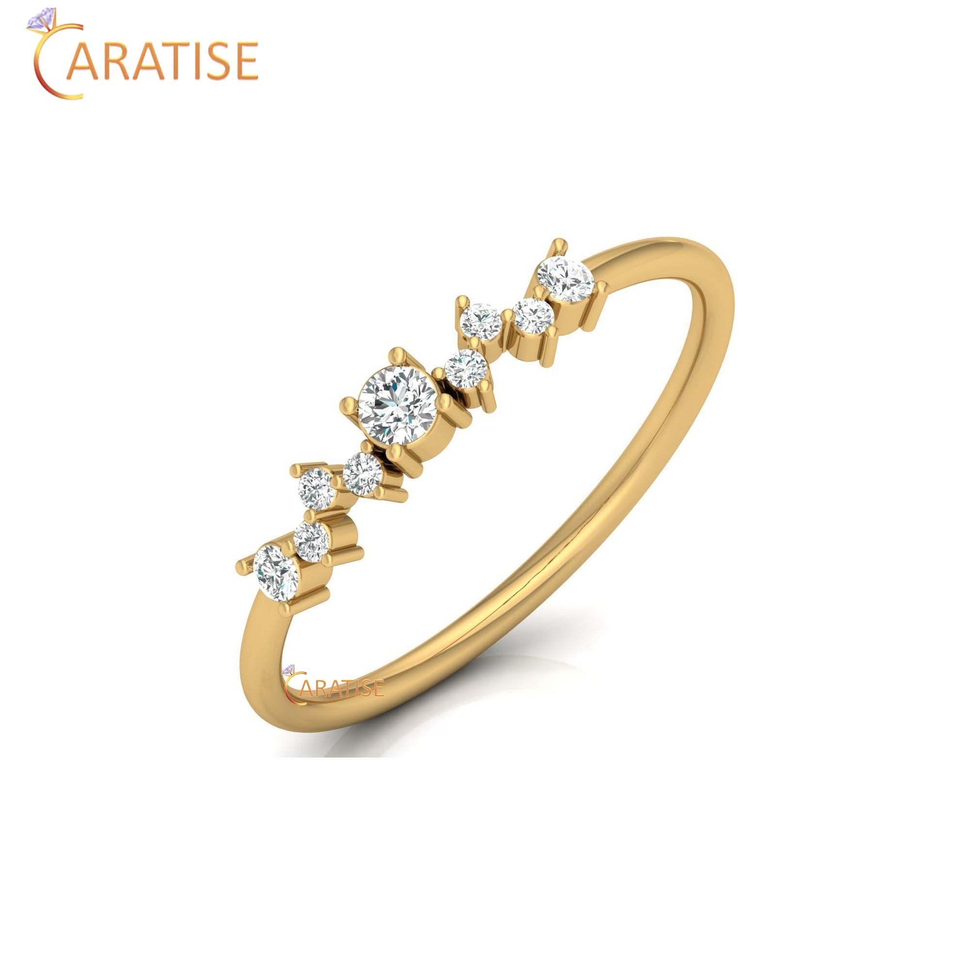0.15 TDW Round Cut Diamond Minimalist Ring