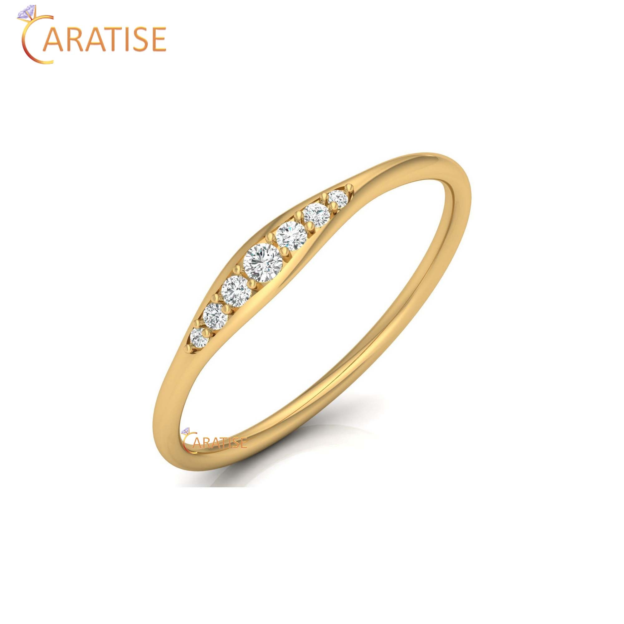0.07 TDW Round Cut Minimalist Women's Diamond Ring
