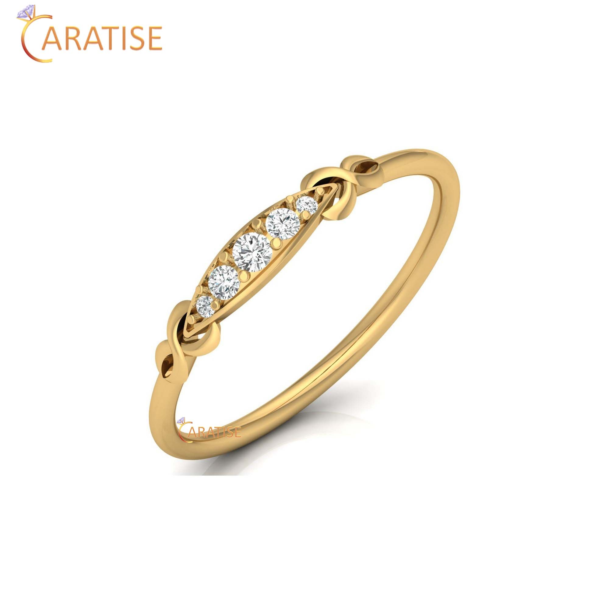 0.08 TDW Round Cut Women's Minimalist Diamond Ring