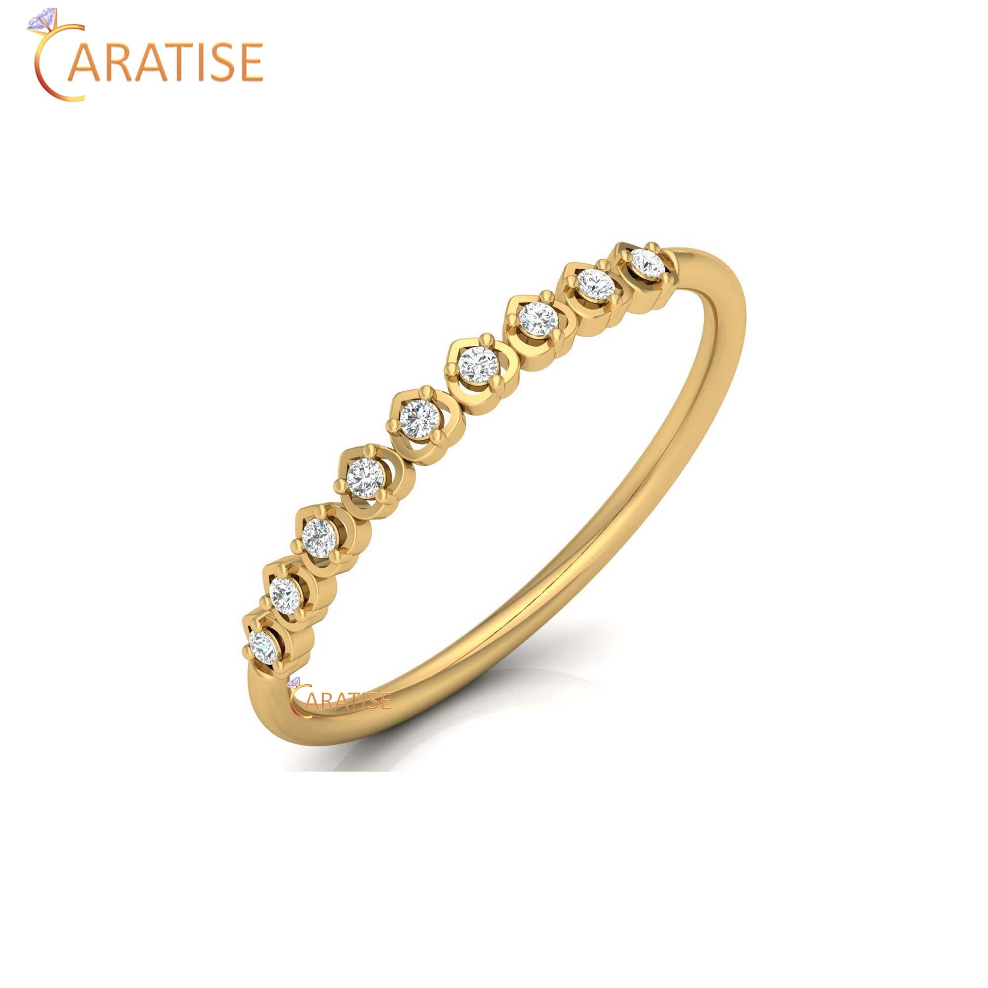 0.06 TDW Round Cut Minimalist Women's Diamond Ring