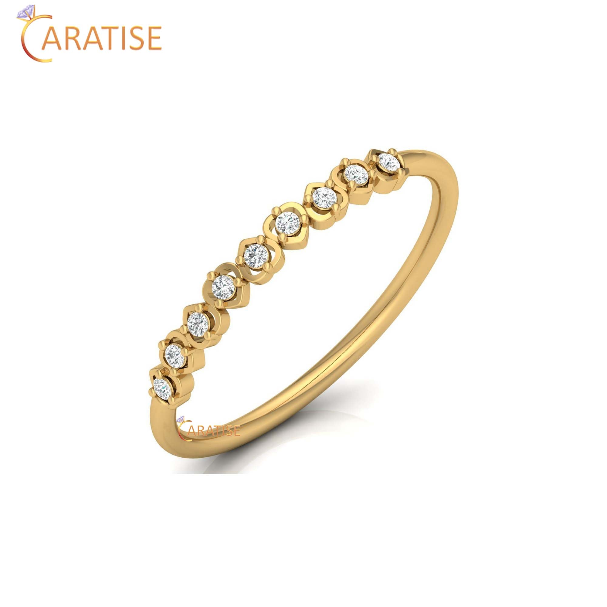 0.06 TDW Round Cut Minimalist Women's Diamond Ring