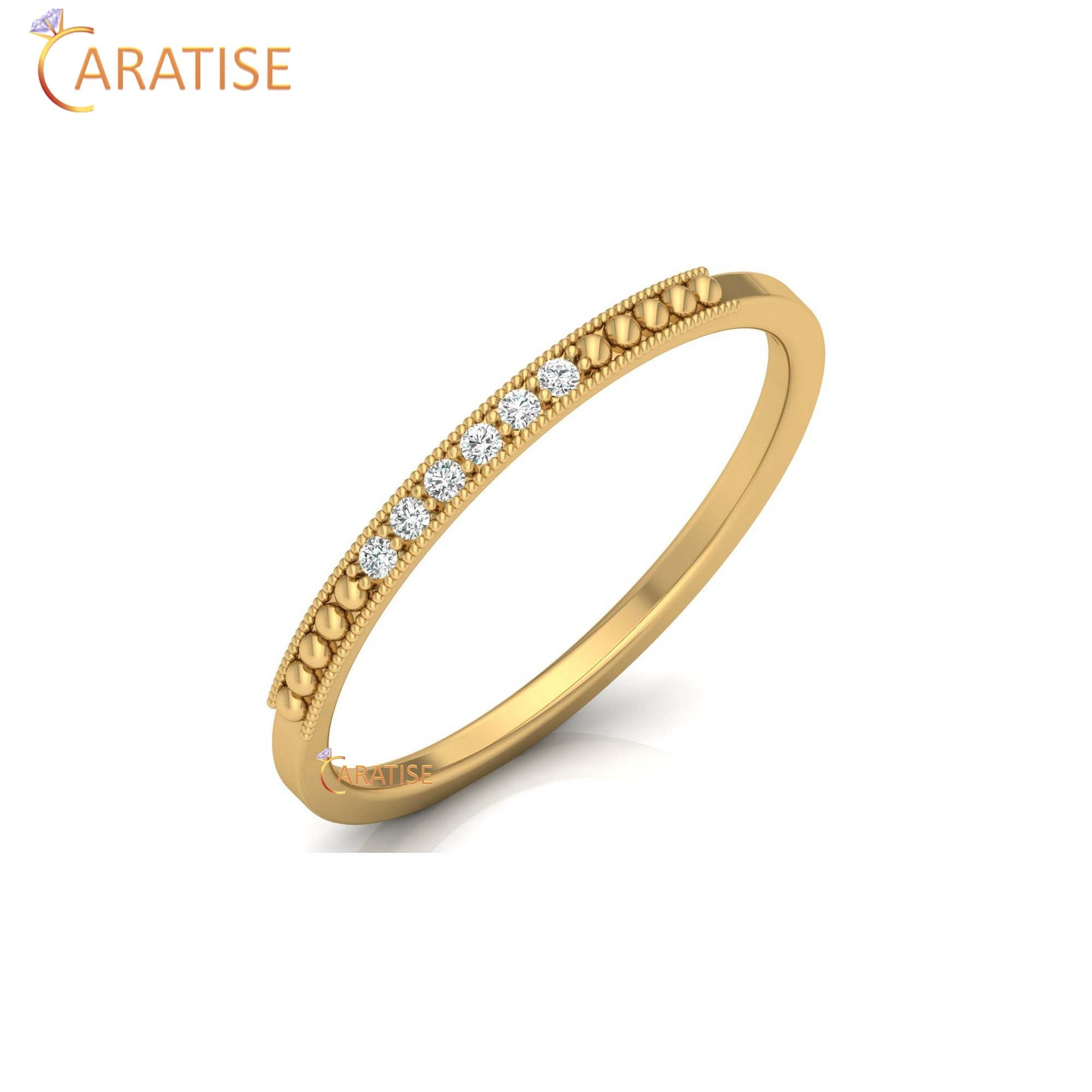 0.04 TDW Round Cut Women's Minimalist Diamond Ring