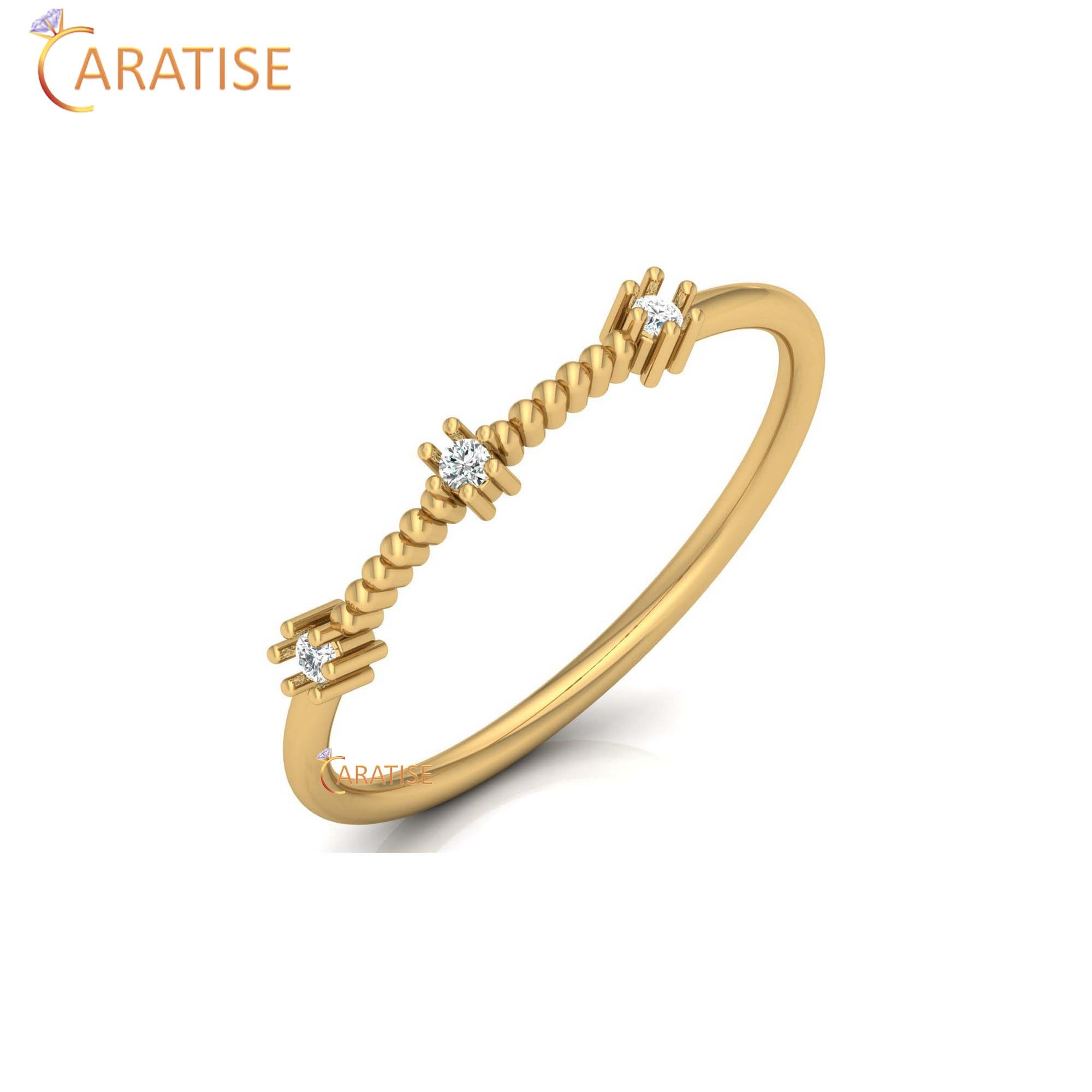 0.04 TDW Round Cut Women's Minimalist Diamond Ring