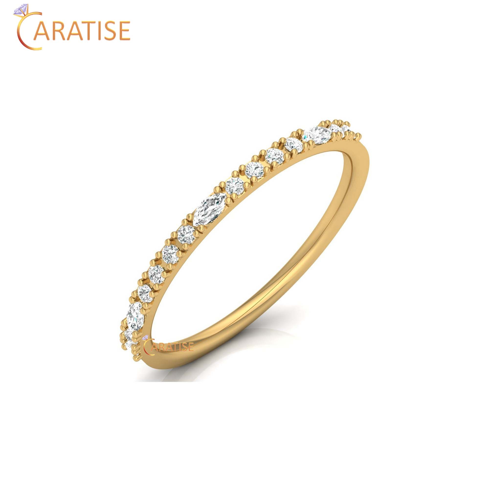 0.17 TDW Round & Marquise Cut Minimalist Women's Diamond Ring