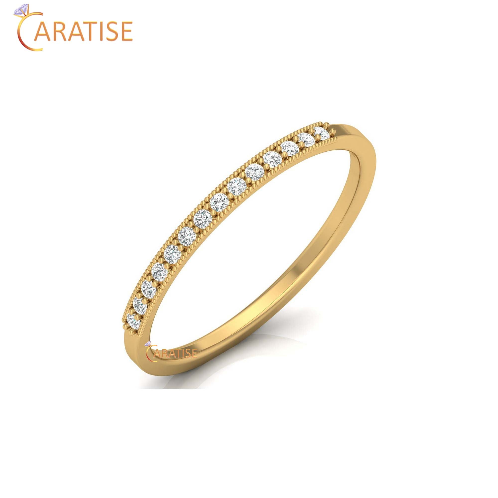 0.09 TDW Round Cut Women's Minimalist Diamond Ring